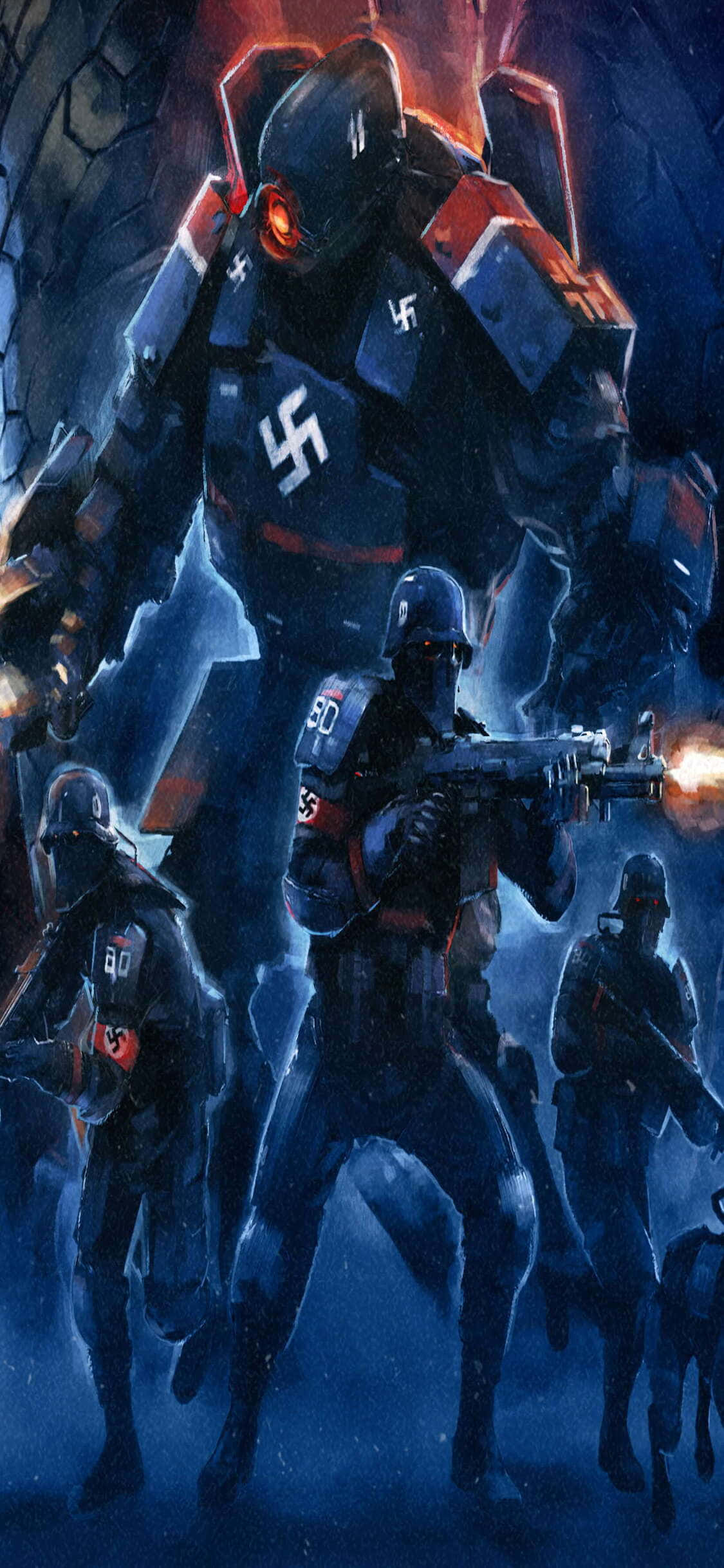 iPhone Xs Wolfenstein II Nazistiske Soldater Baggrund Wallpapers