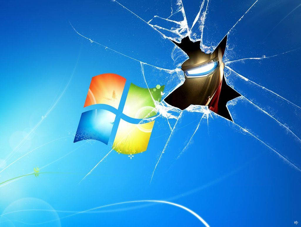 Iron Man knust Windows-skærm Wallpapers