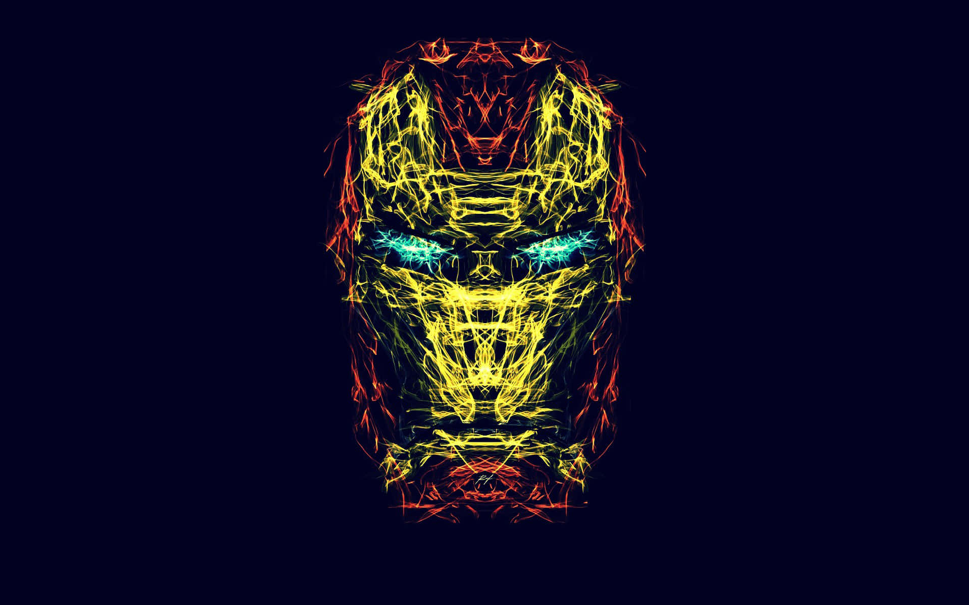 Iron Man lys kunst på sort billede Wallpapers