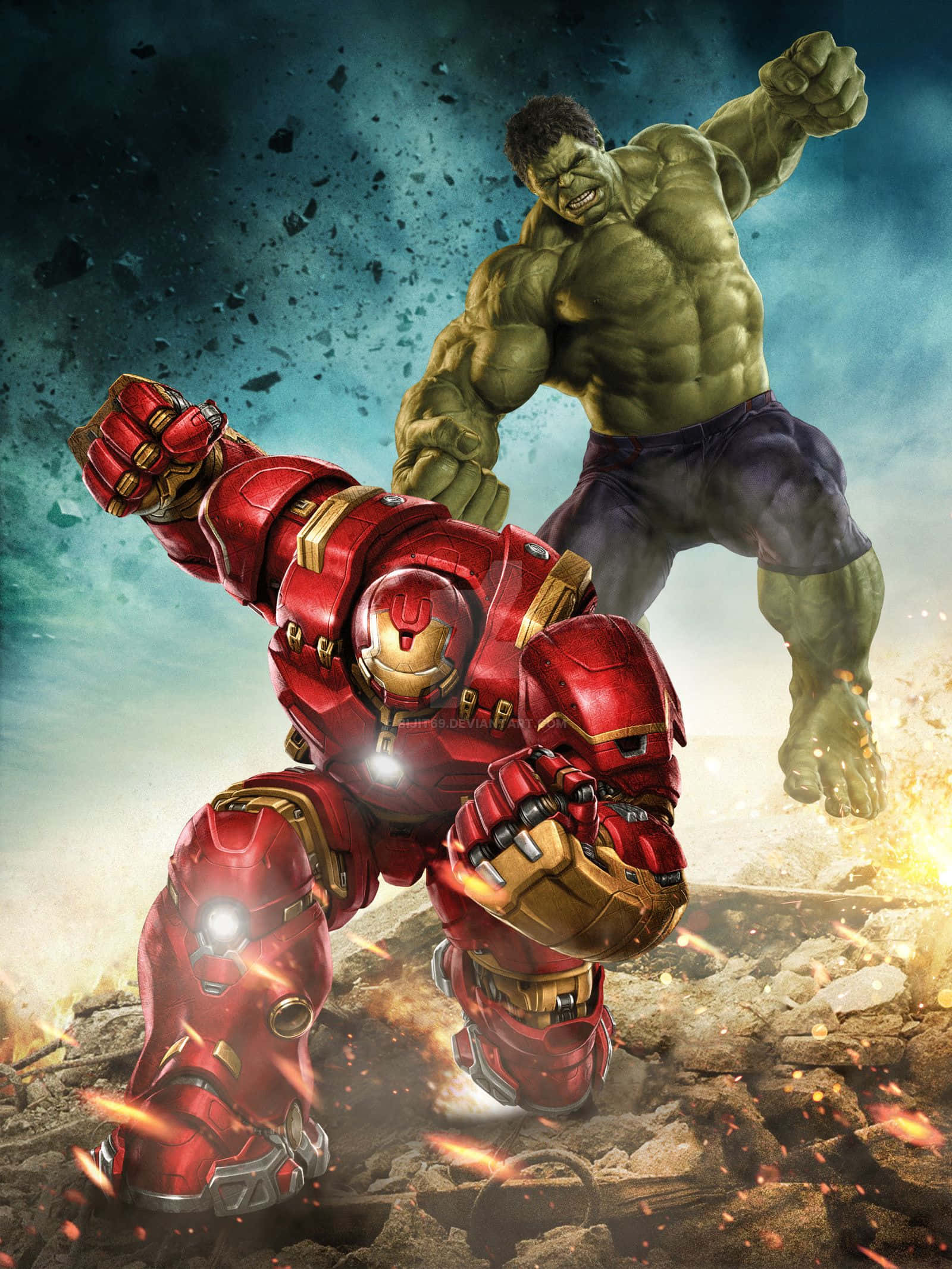 Iron Man og Hulken i en episk kamp Wallpapers