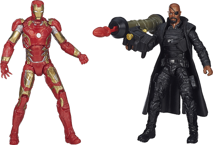Iron Man og Nick Fury actionfigurer Wallpapers
