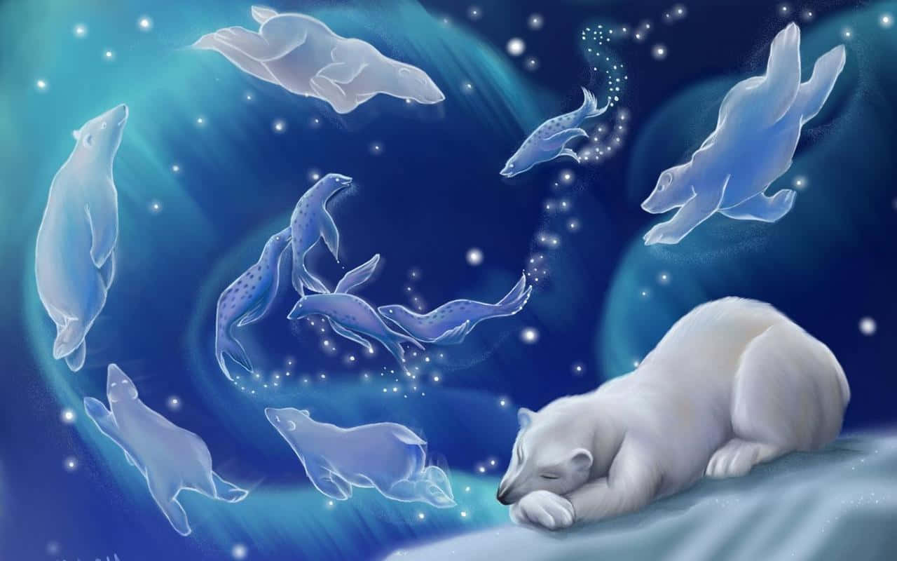 isbjørne og delfiner sover i sneen Wallpapers