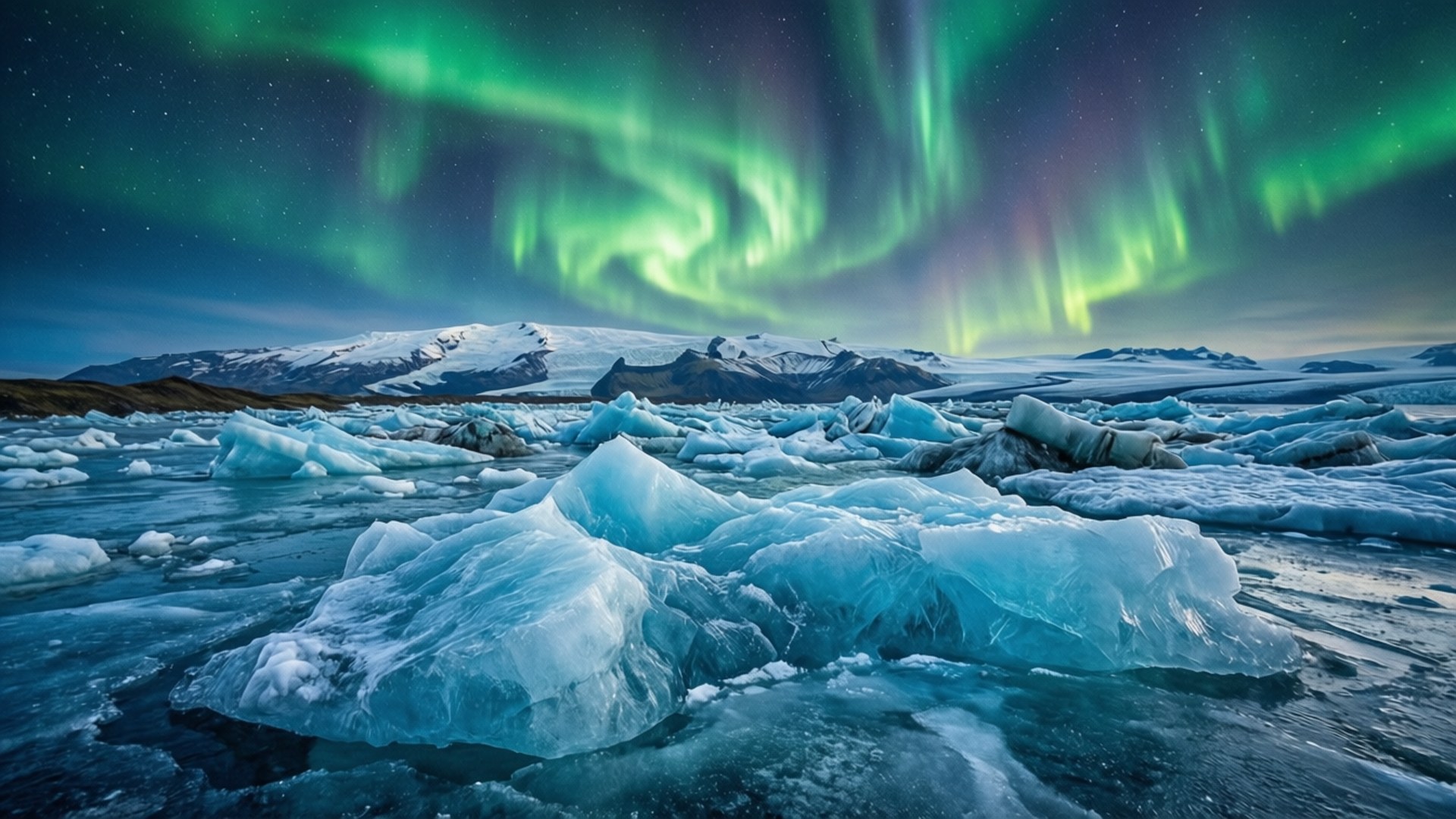 Isfrosset Tundra Grønt Nordlys Wallpapers