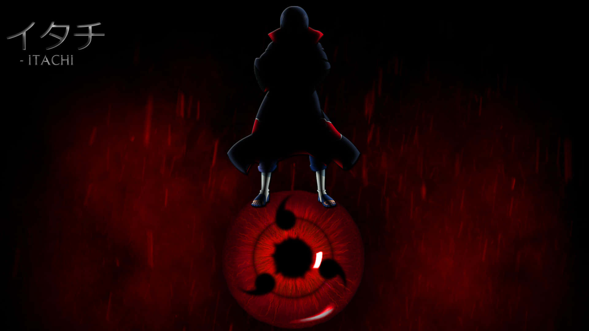 Itachi Mangekyou Sharingan stående silhuet Wallpapers