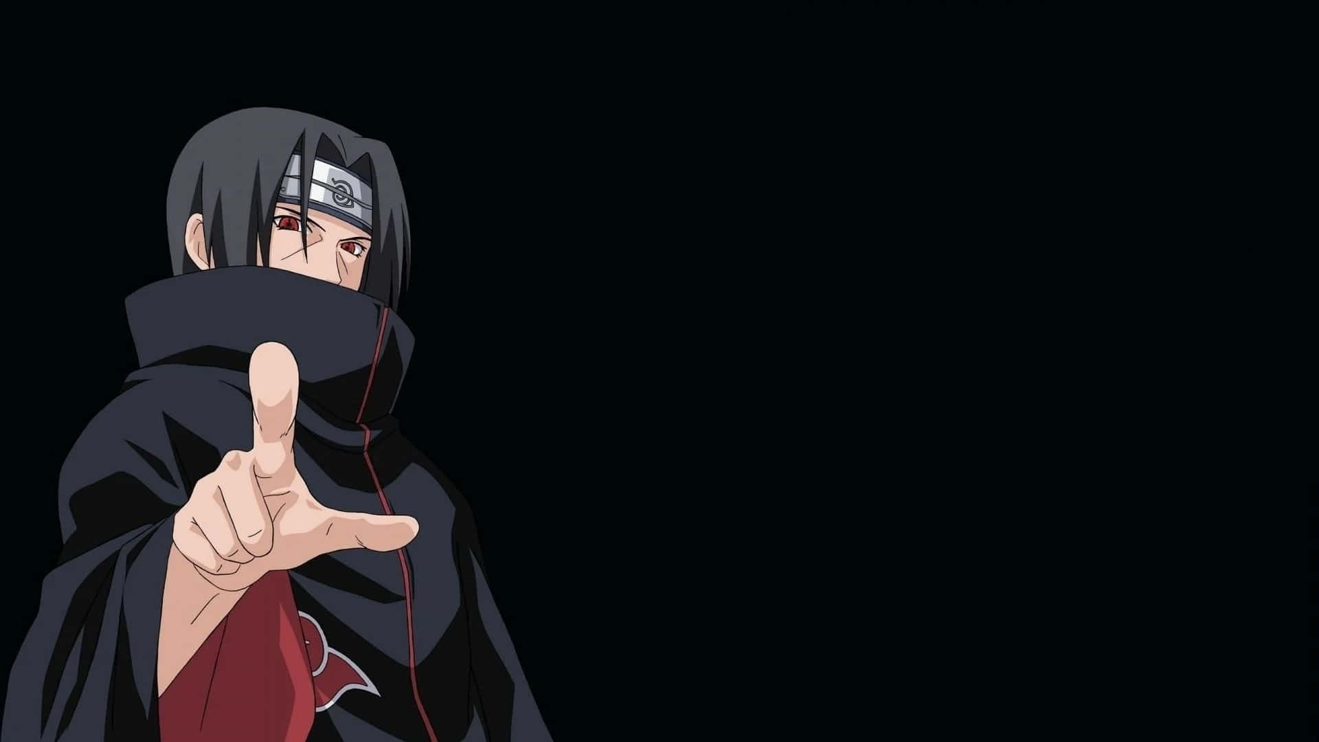Itachi peger fremad med pegefinger på sort baggrund Wallpapers