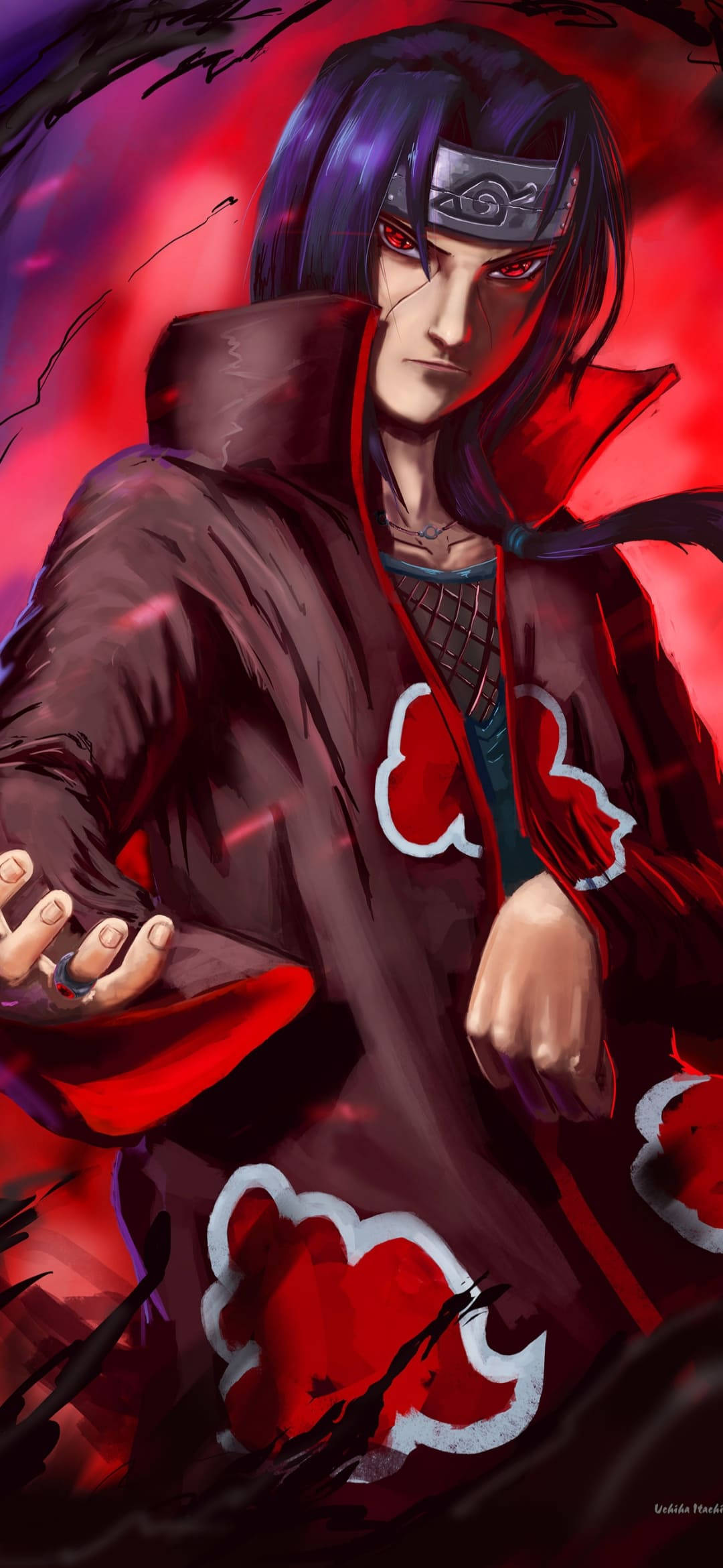 Itachi-telefon på rød Wallpapers