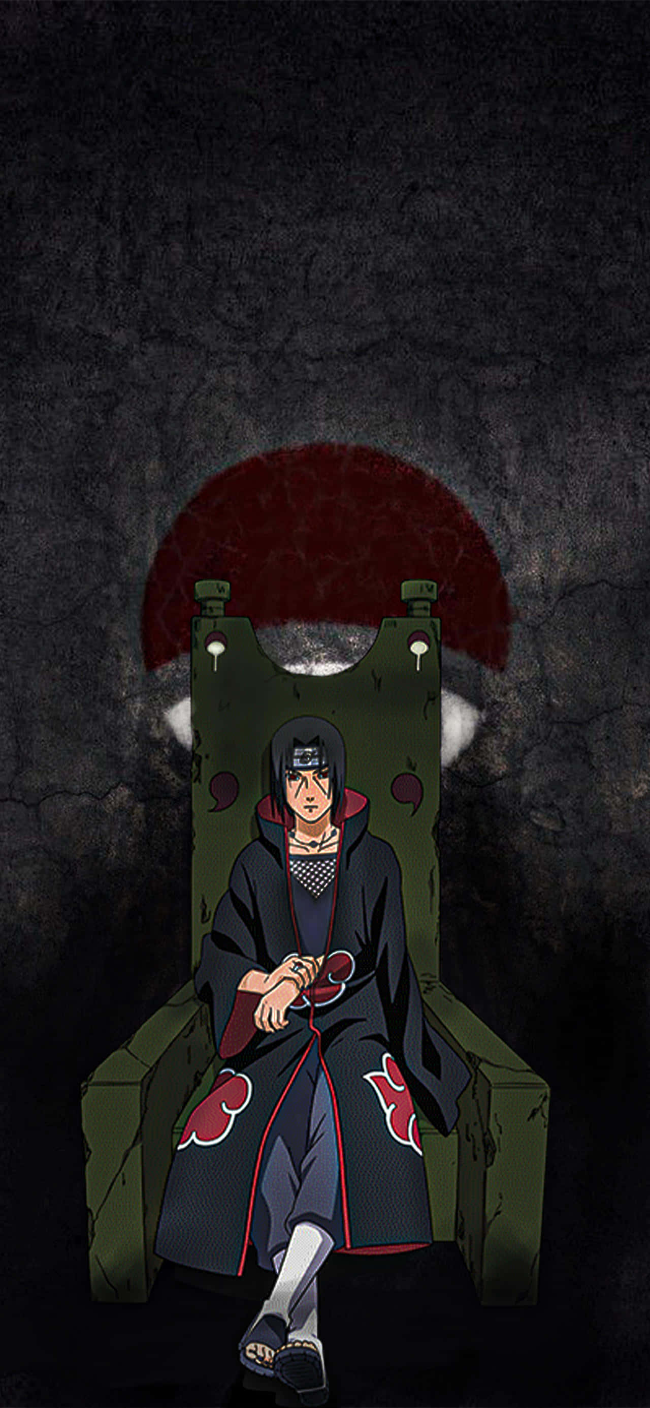 Itachi Uchiha sidder i grøn stol billede Wallpapers