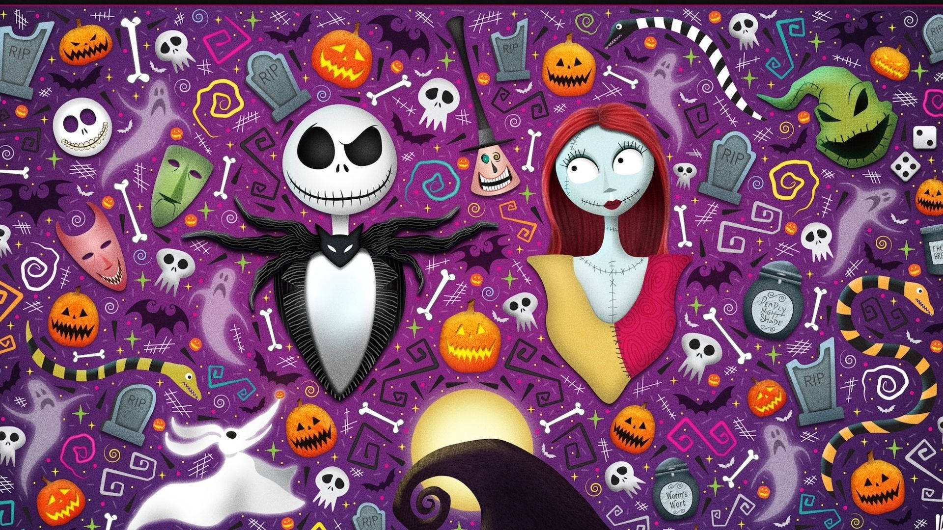 Jack Skellington og Sally til Halloween Wallpapers