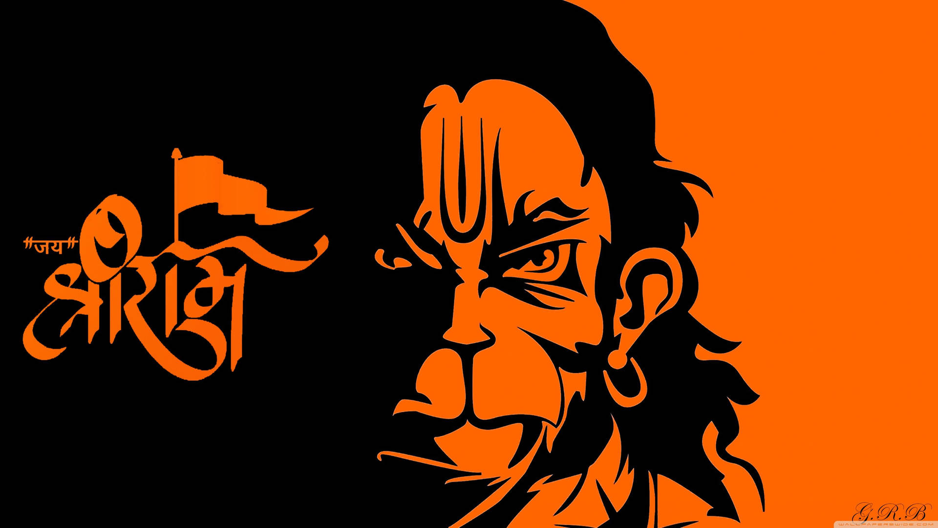 Jai Shree Ram HD Sort Orange Ansigt — Minimalistisk Wallpapers