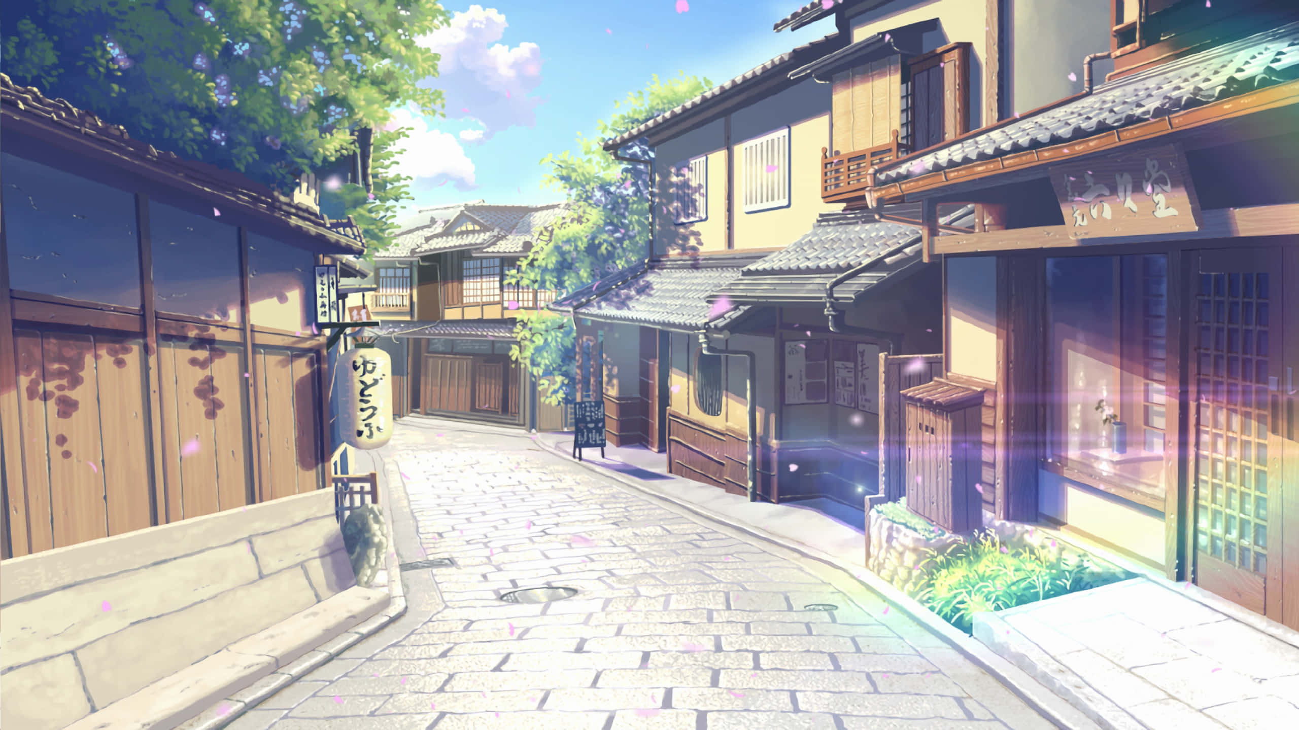 Japansk æstetisk kunst med huse til skrivebord Wallpapers