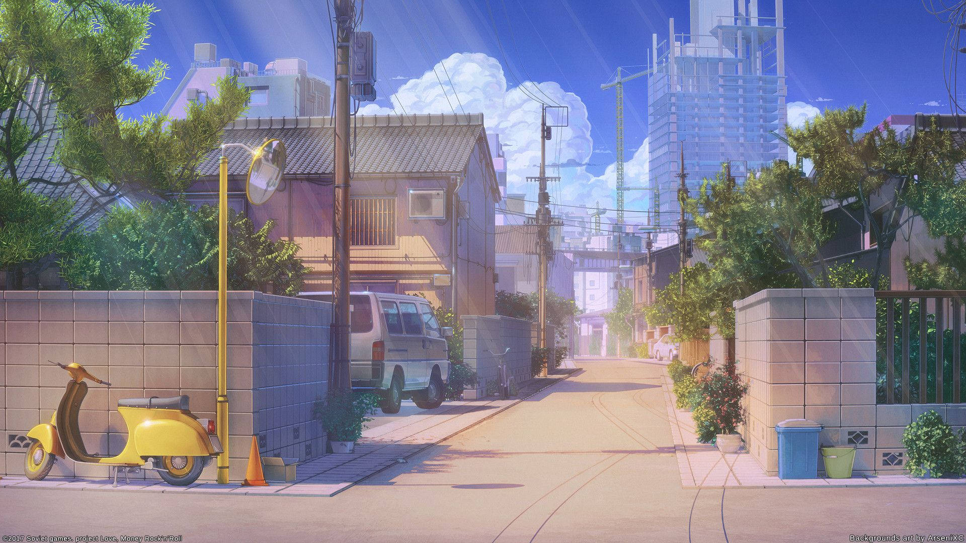 Japansk anime-gade om dagen Wallpapers
