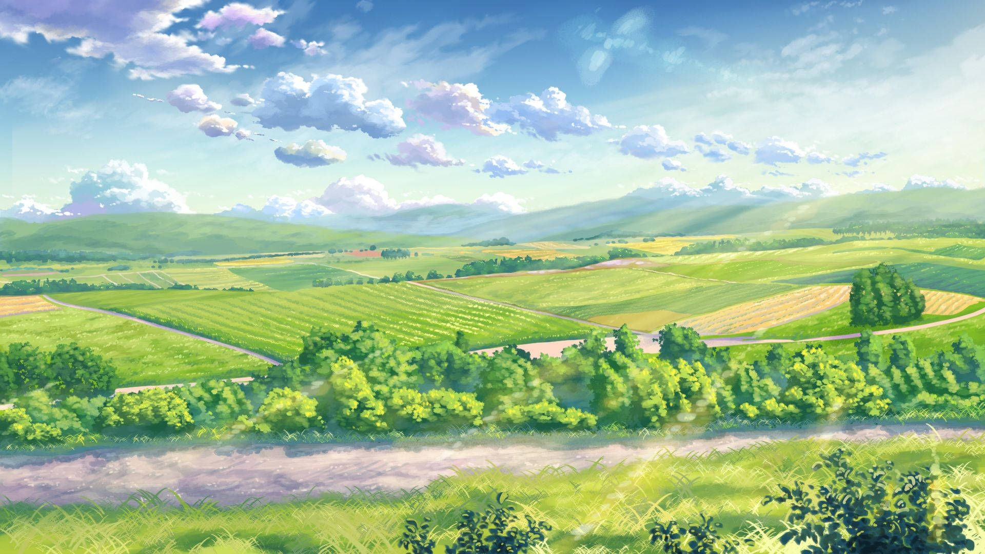 Japansk bondegård anime landskab Wallpapers