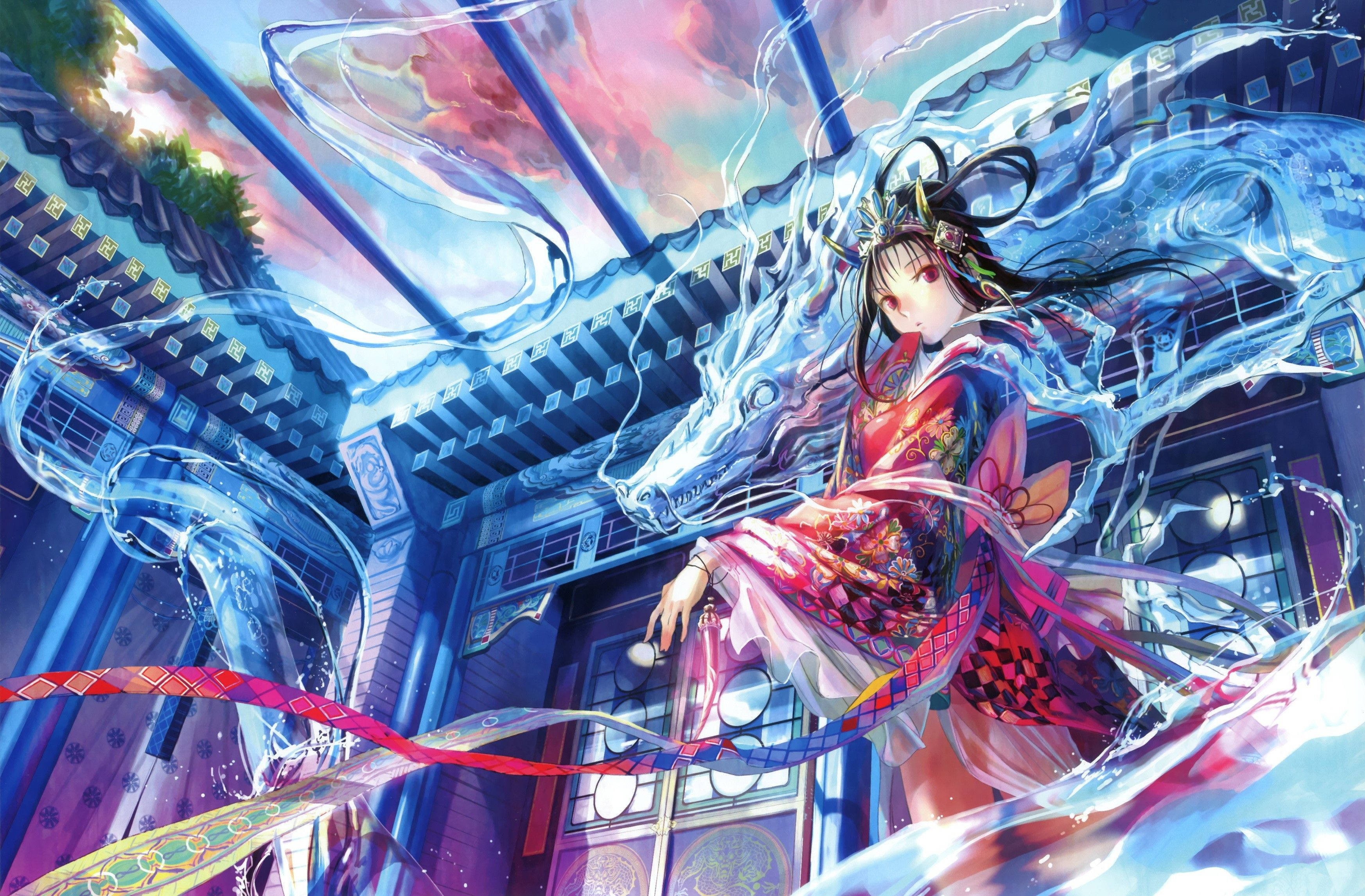 Japansk drage pc anime pige Wallpapers