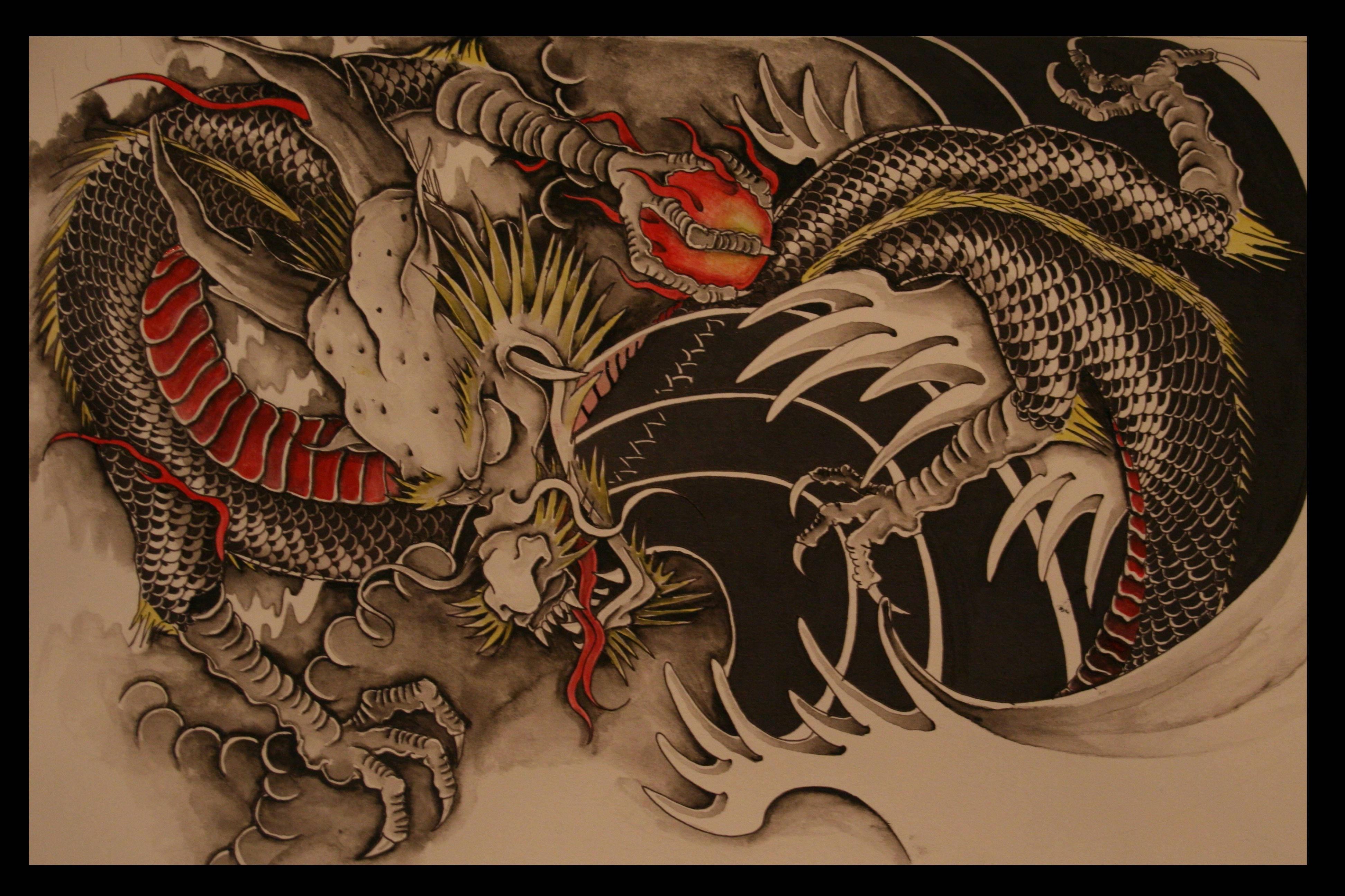 Japansk drage PC cool tegning Wallpapers
