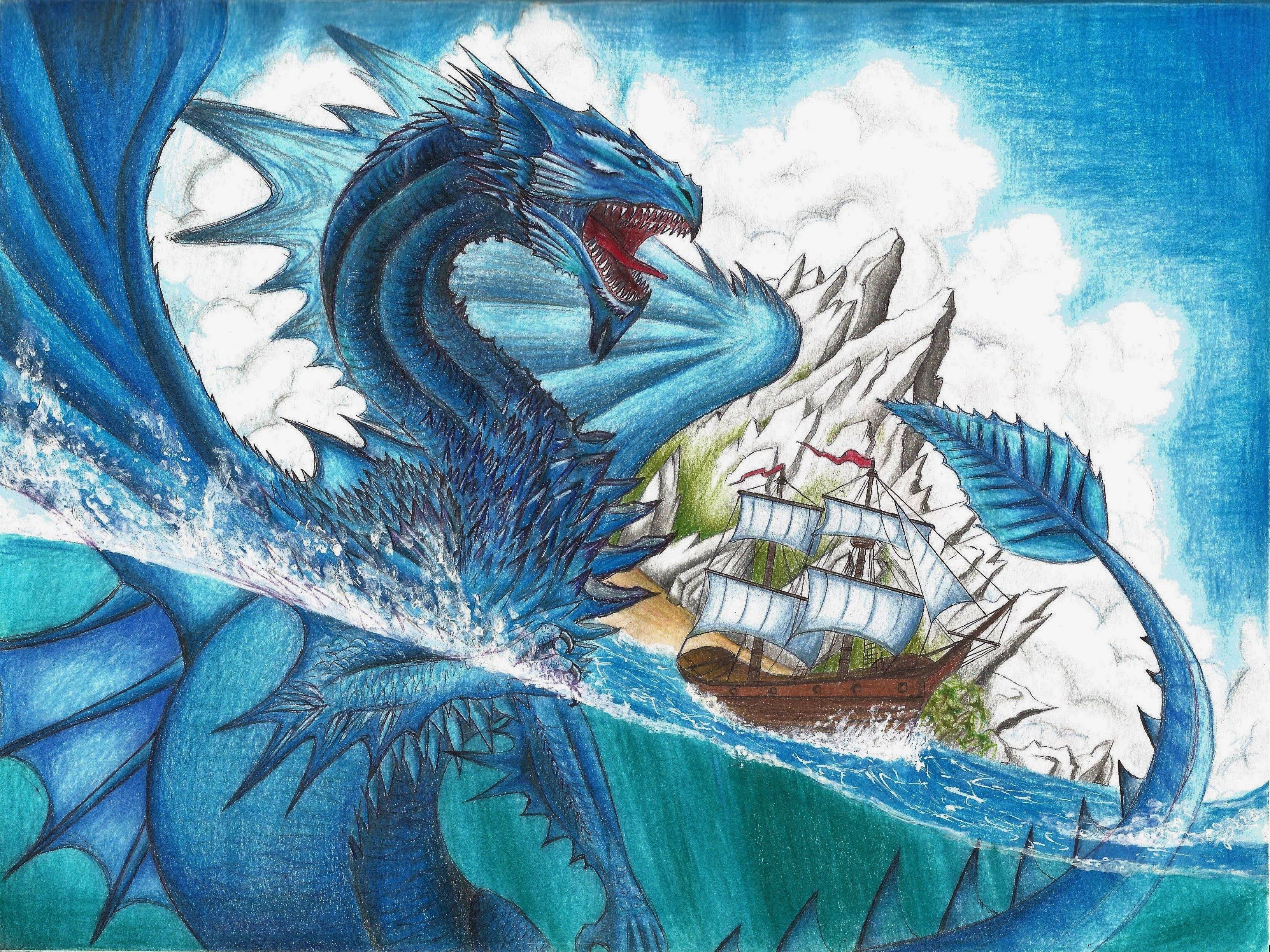 Japansk Drage PC Havdrage Piratskib Wallpapers