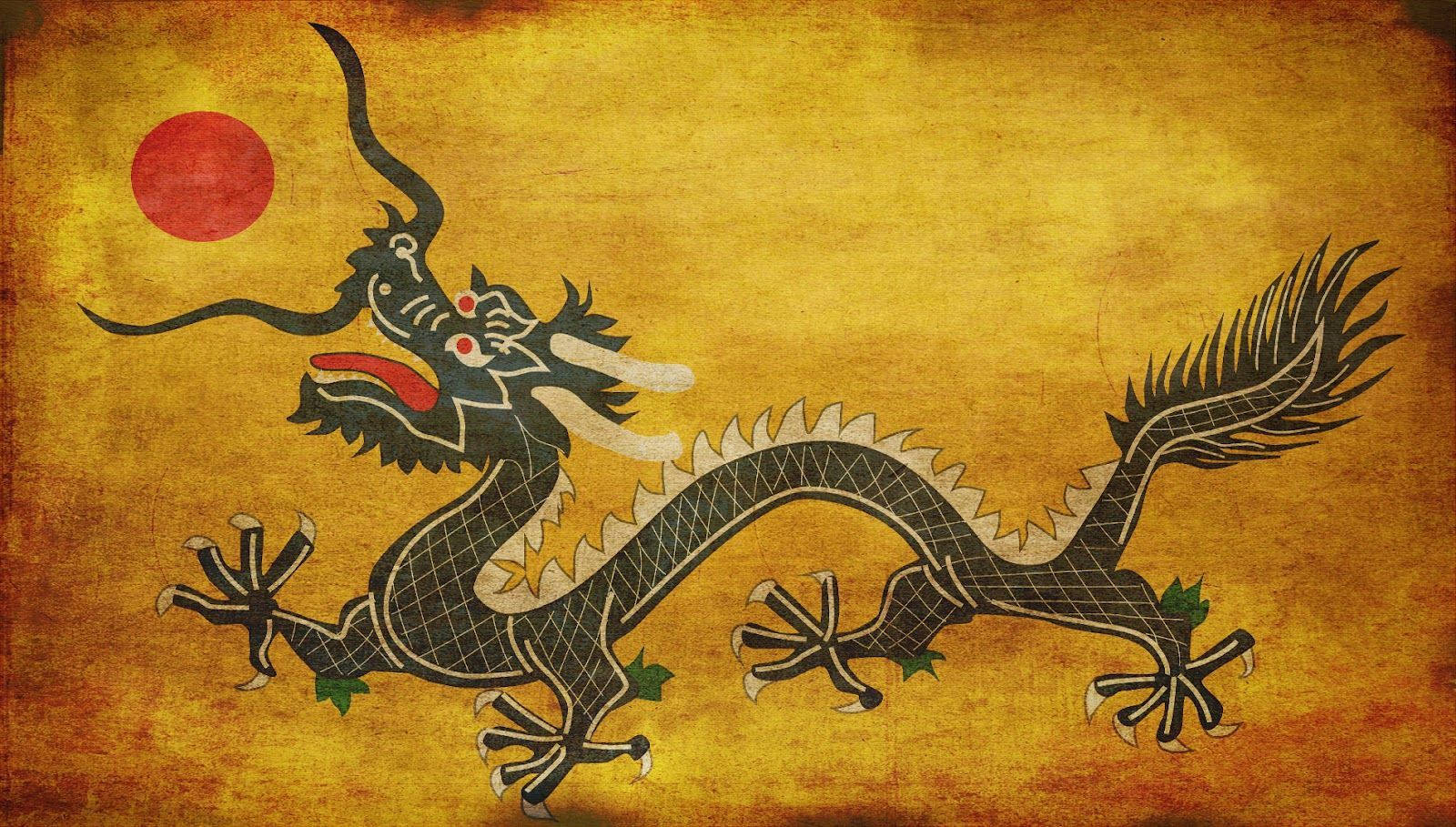 Japansk drage PC rød sol Wallpapers