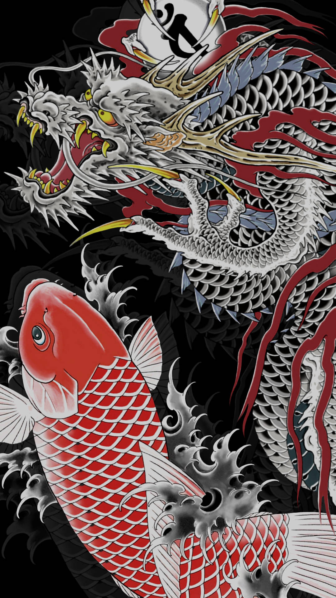 Japansk Dragekunst og Japansk Koi Wallpapers