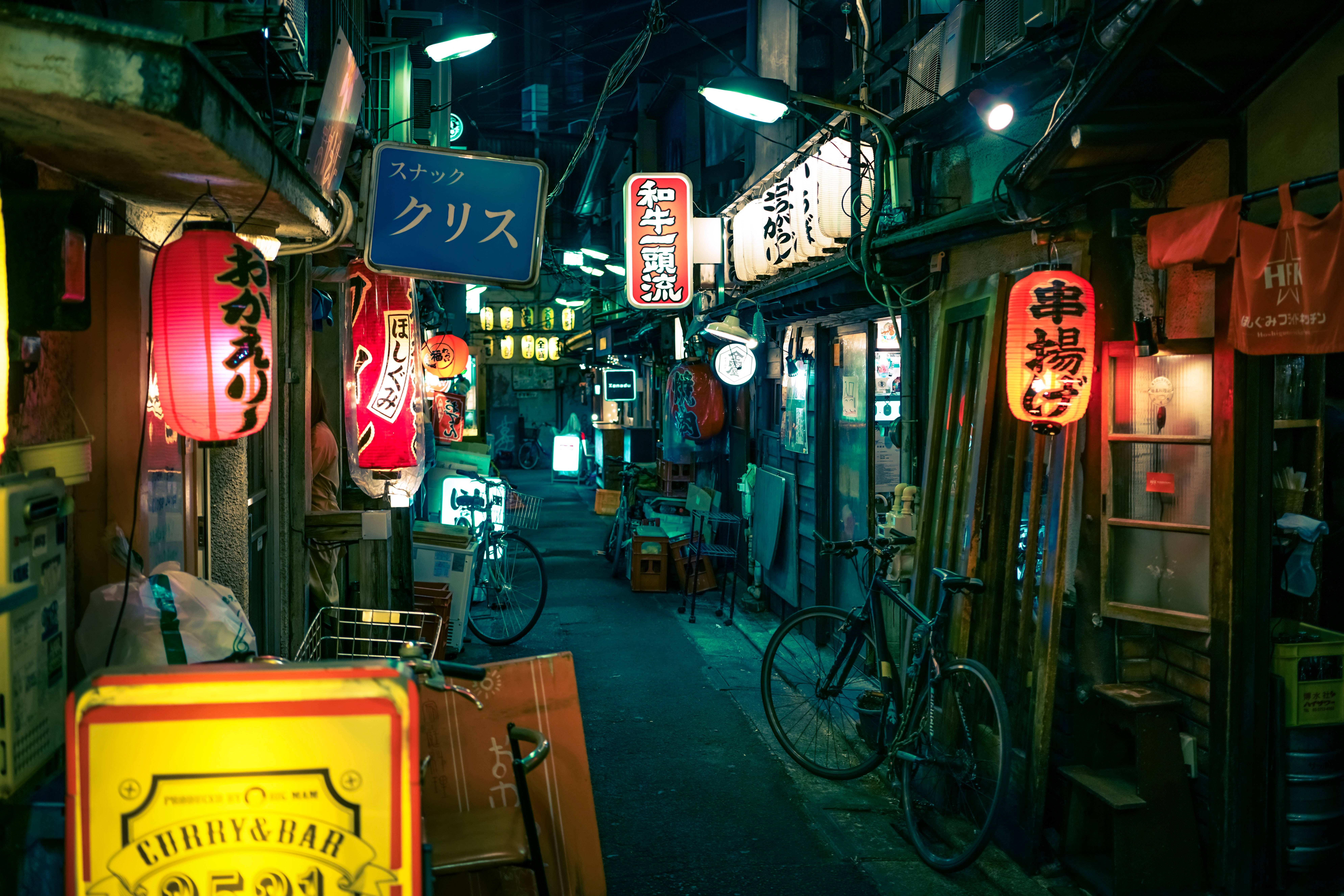Japansk HD Tokyo Alley Restaurant Wallpapers