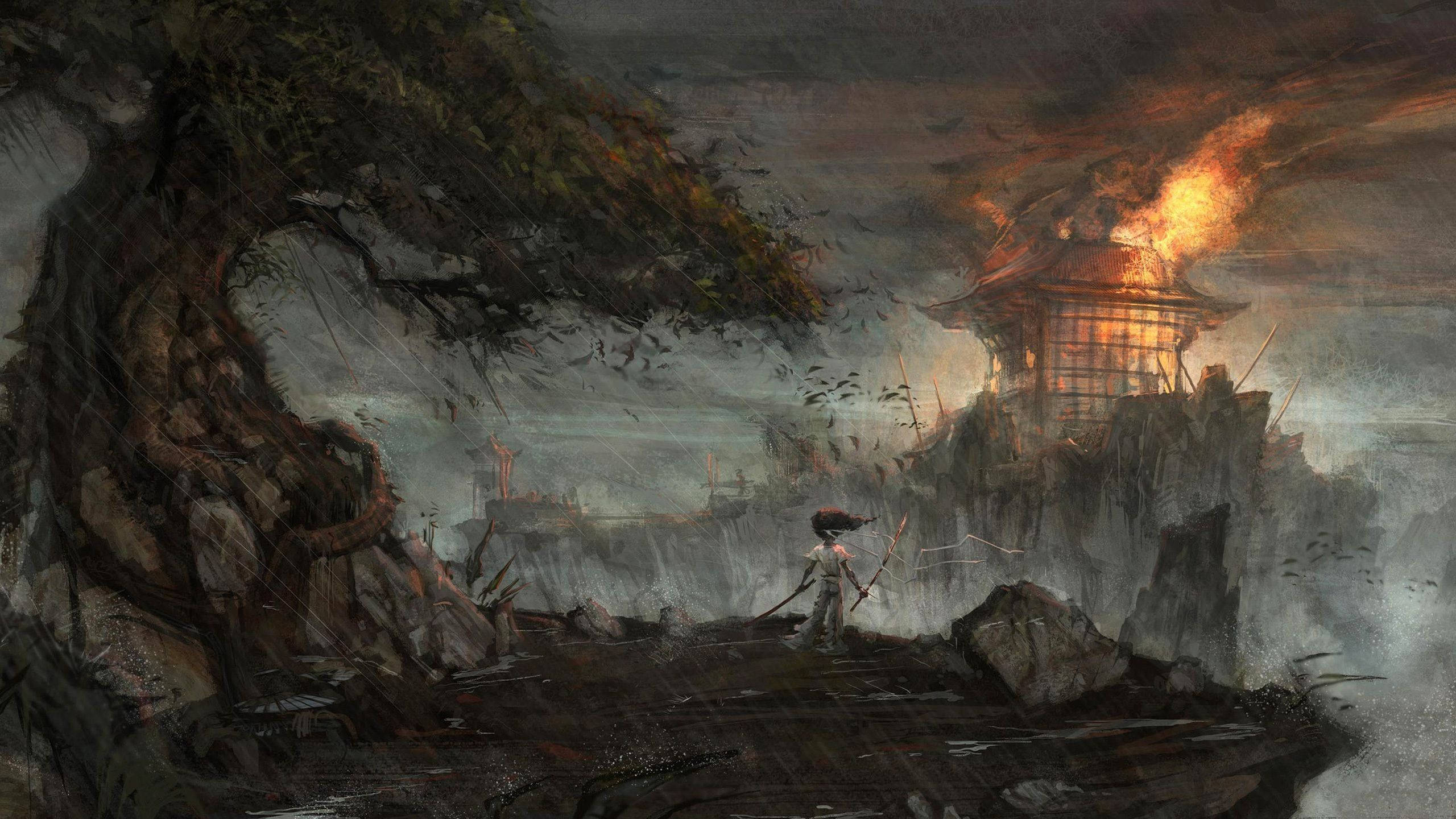 Japansk samurai-ødelæggelse Wallpapers