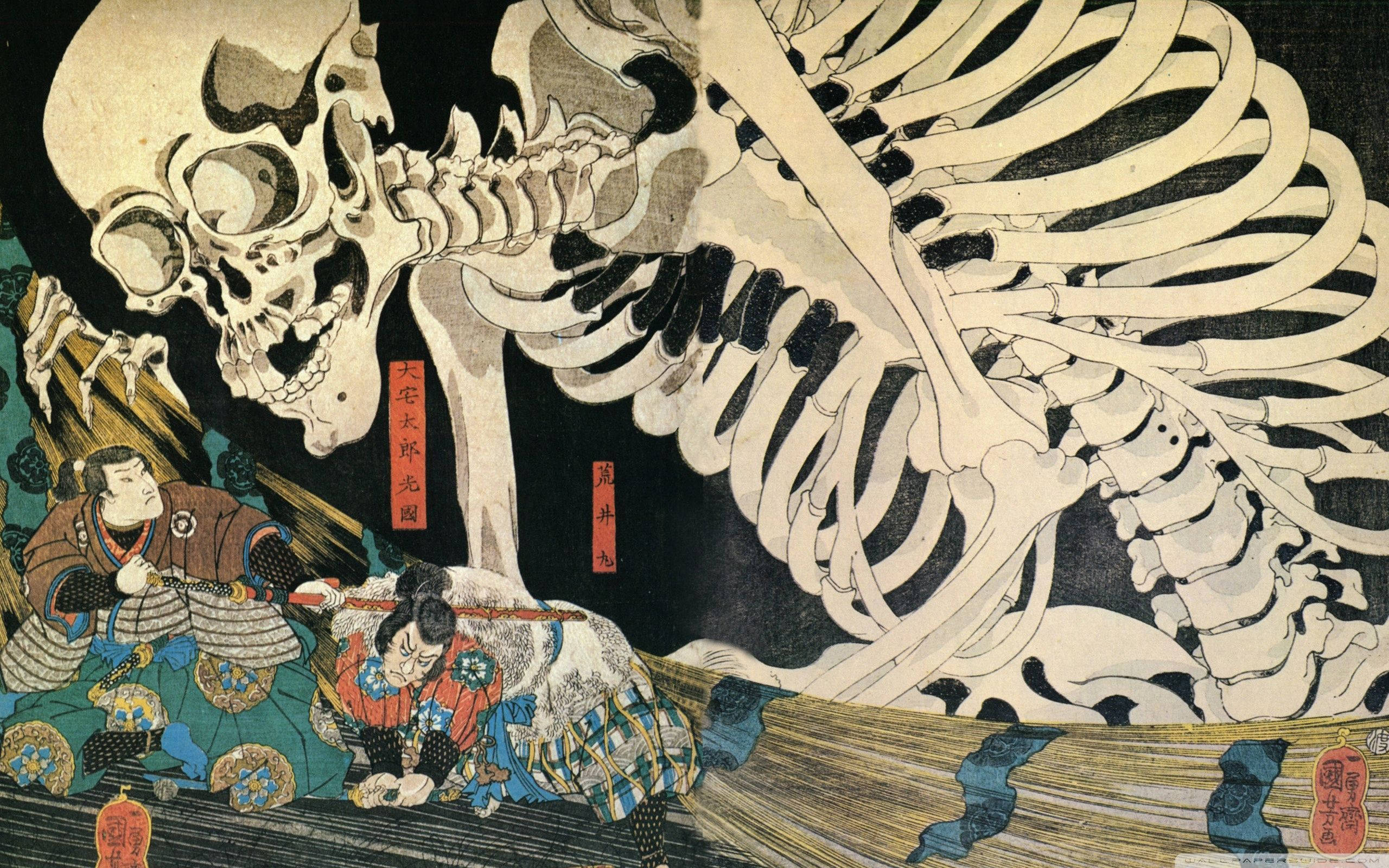 Japansk samurai mod skelet Wallpapers