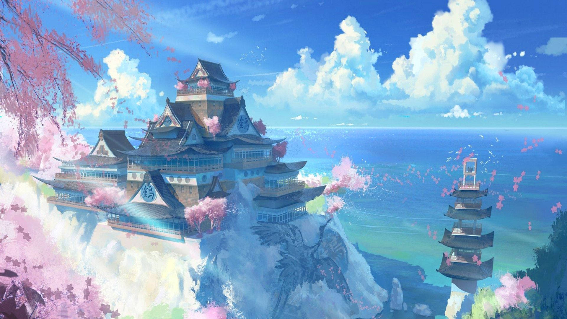Japansk slot anime landskab Wallpapers