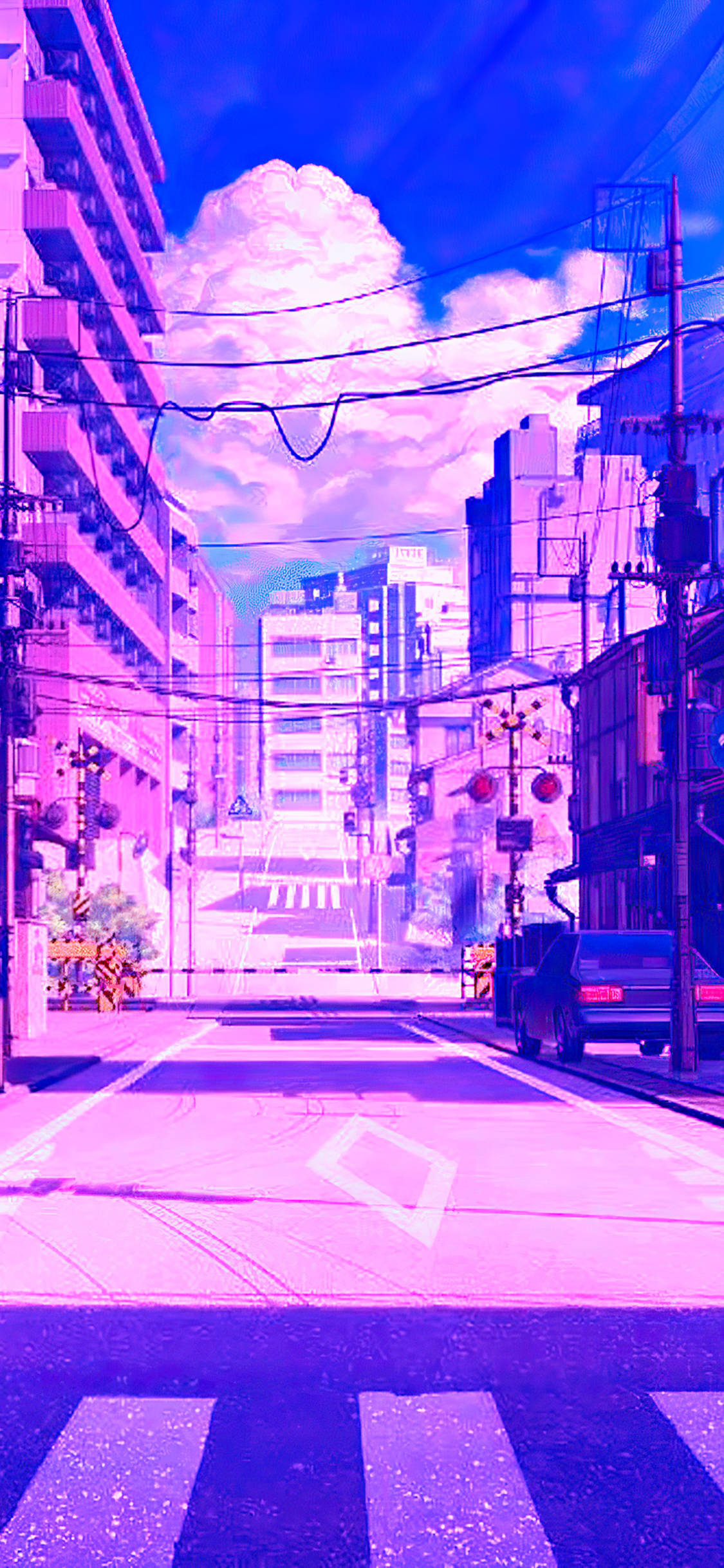 Japansk æstetisk iPhone lilla-tema gade Wallpapers