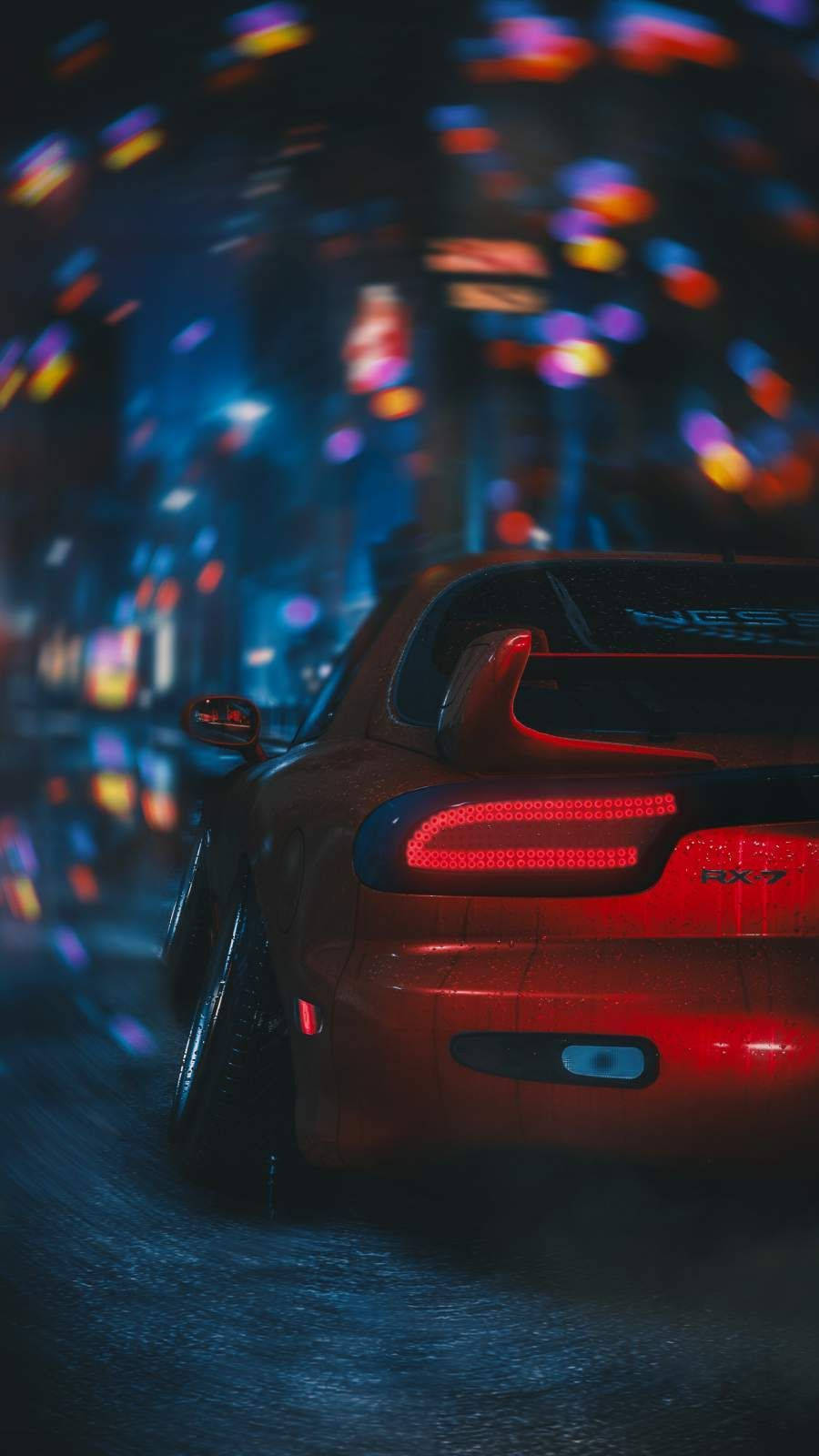 JDM-biler æstetik med farverige lys Wallpapers