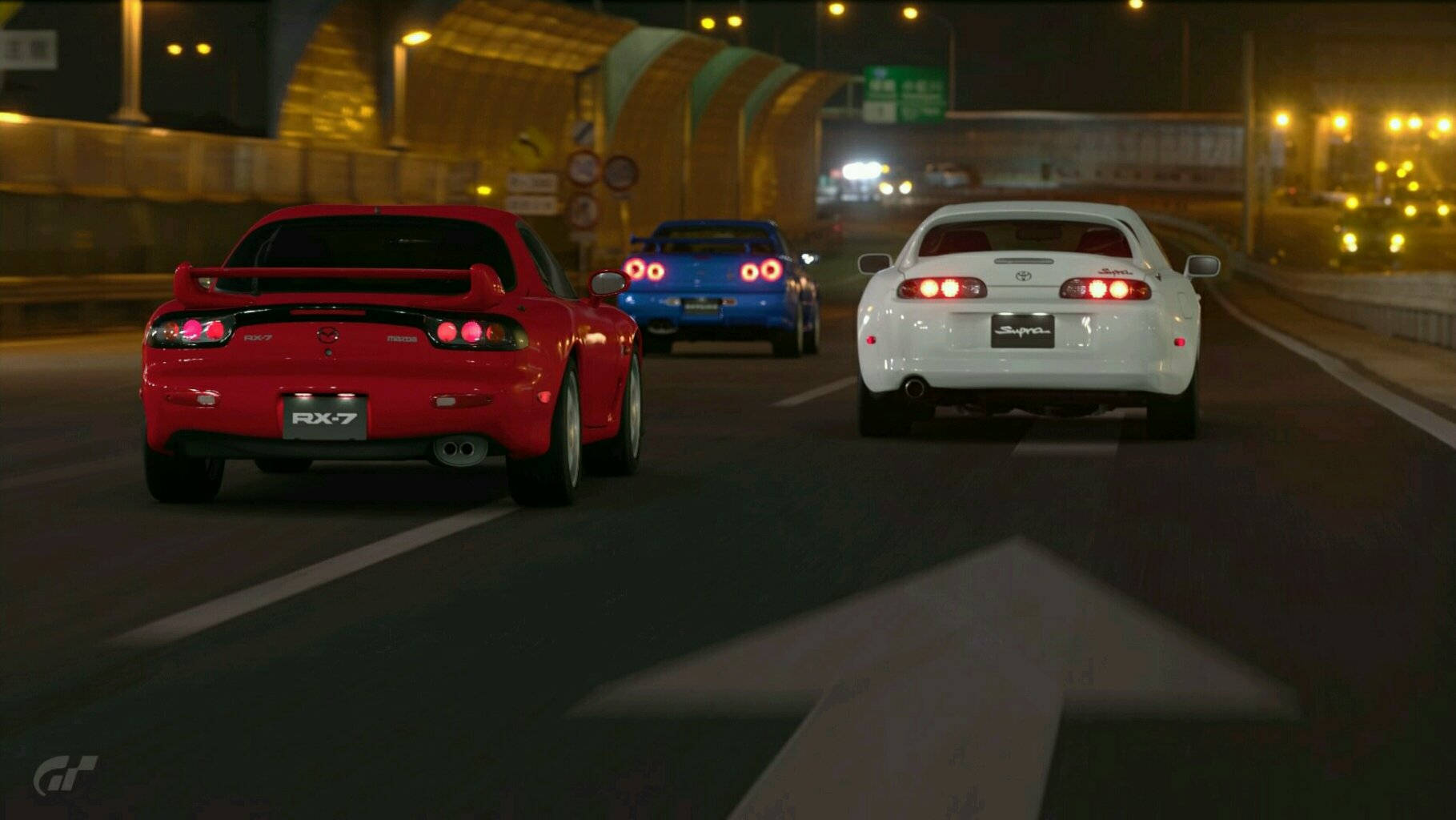 JDM-biler på vejen om natten Wallpapers
