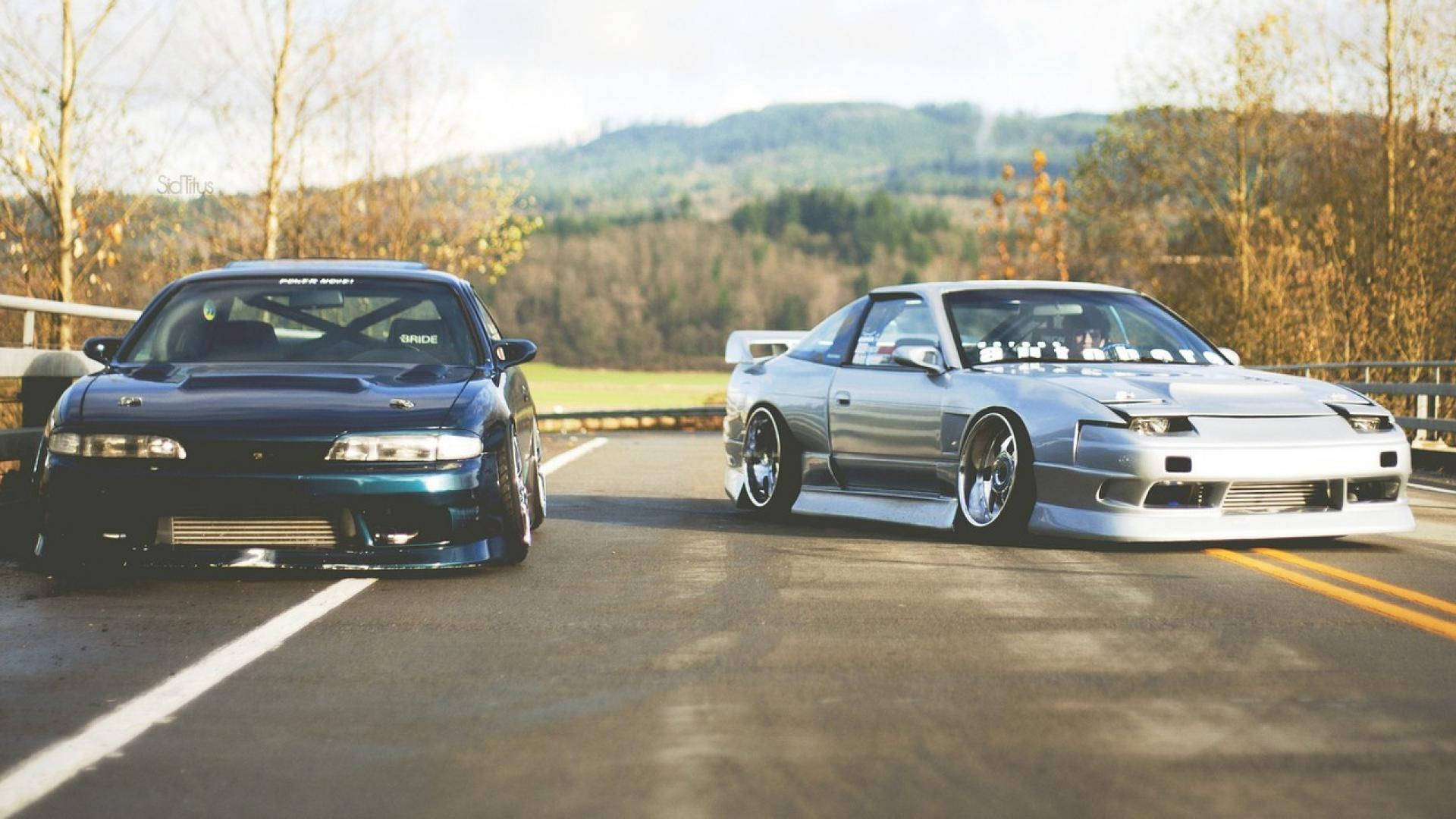 JDM-biler parkeret på vej Wallpapers