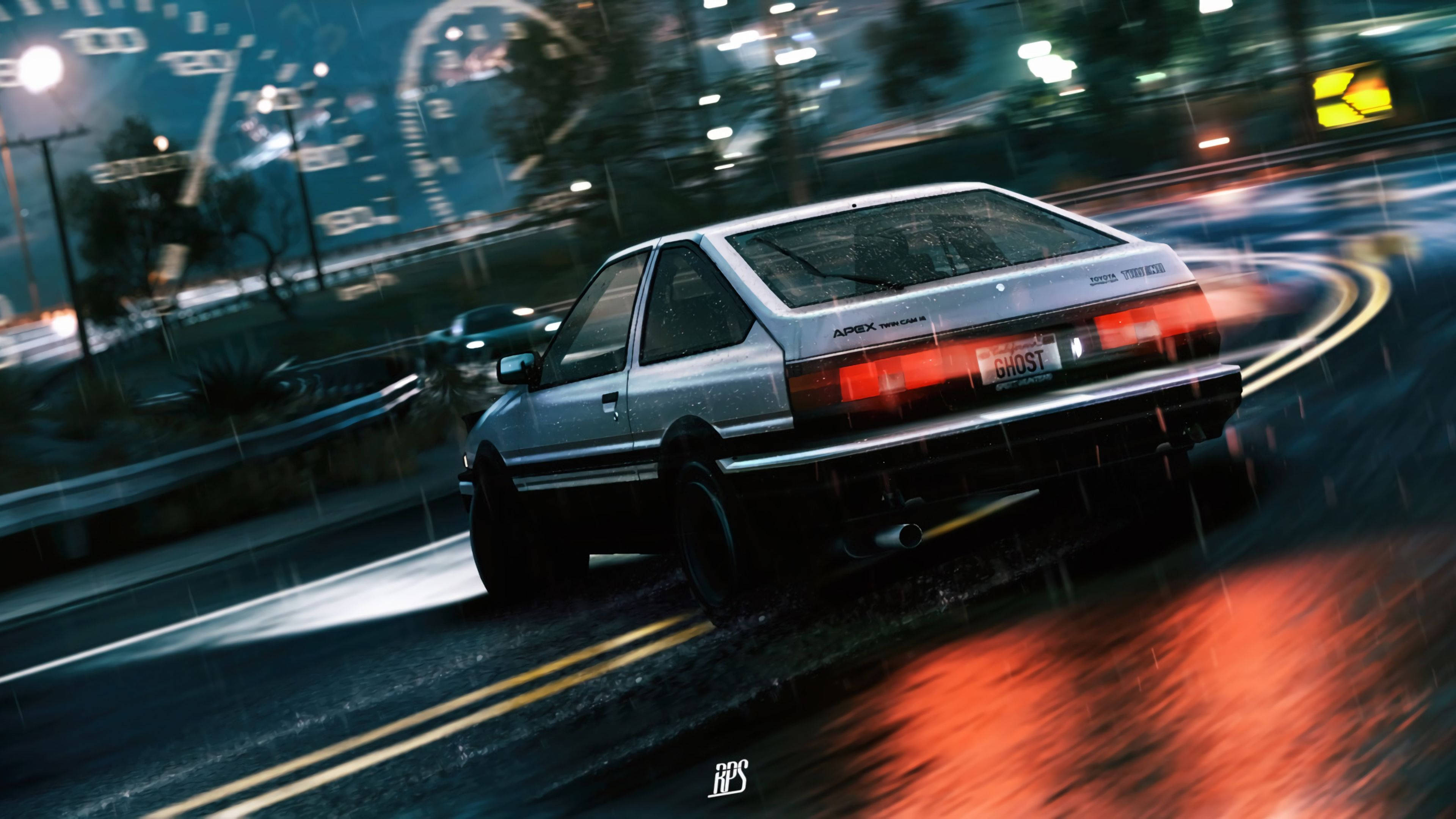 JDM-biler viser deres evner med drifting på natlige byveje Wallpapers