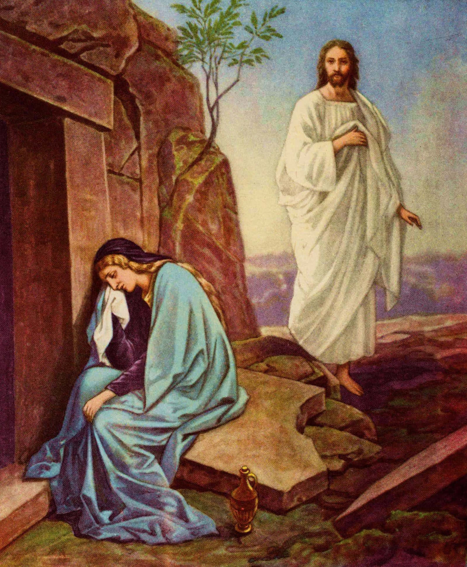 Jesus og kvinden ved graven Wallpapers