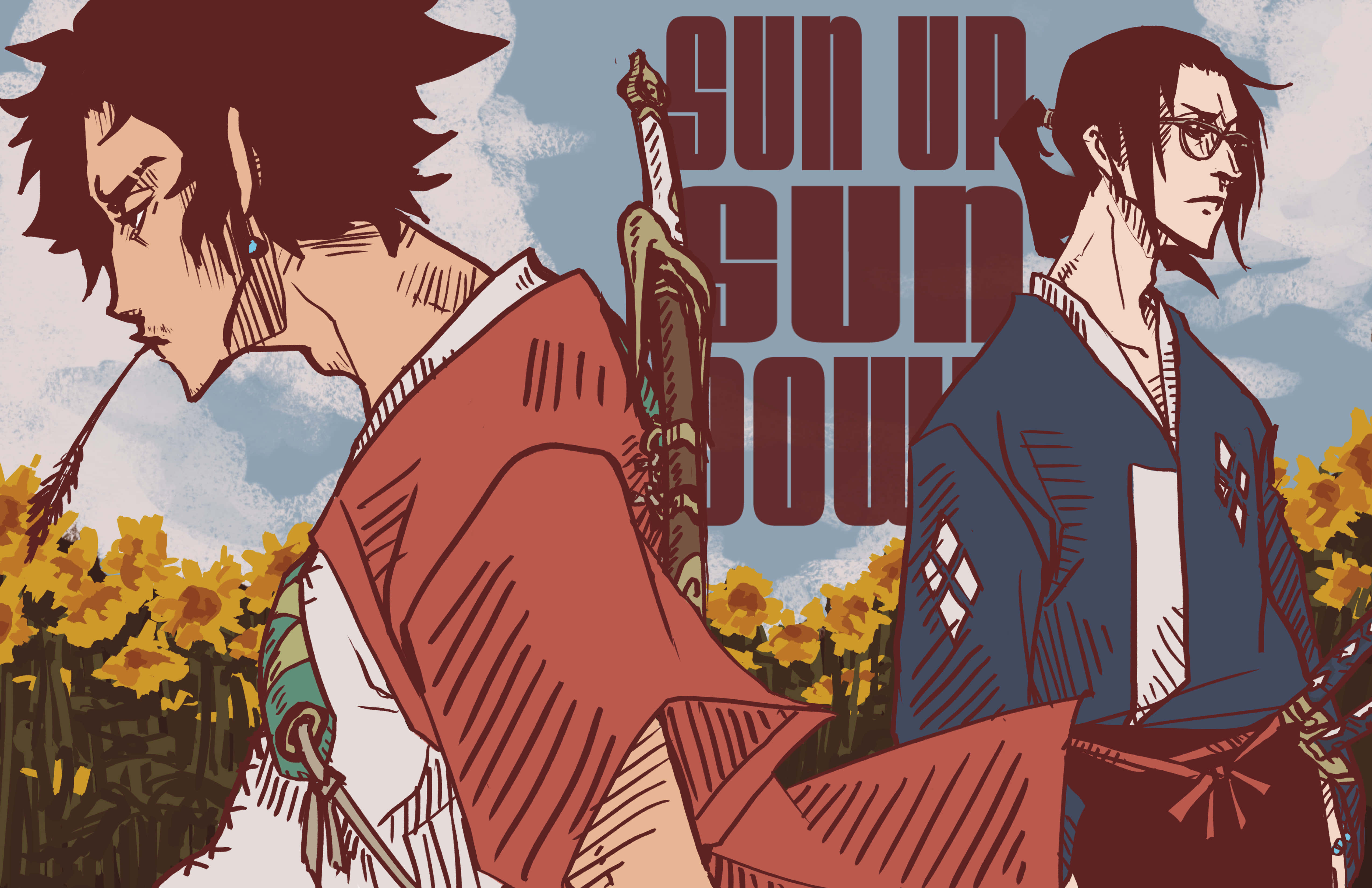Jin, Fuu og Mugen, tre venner på en rejse Wallpapers