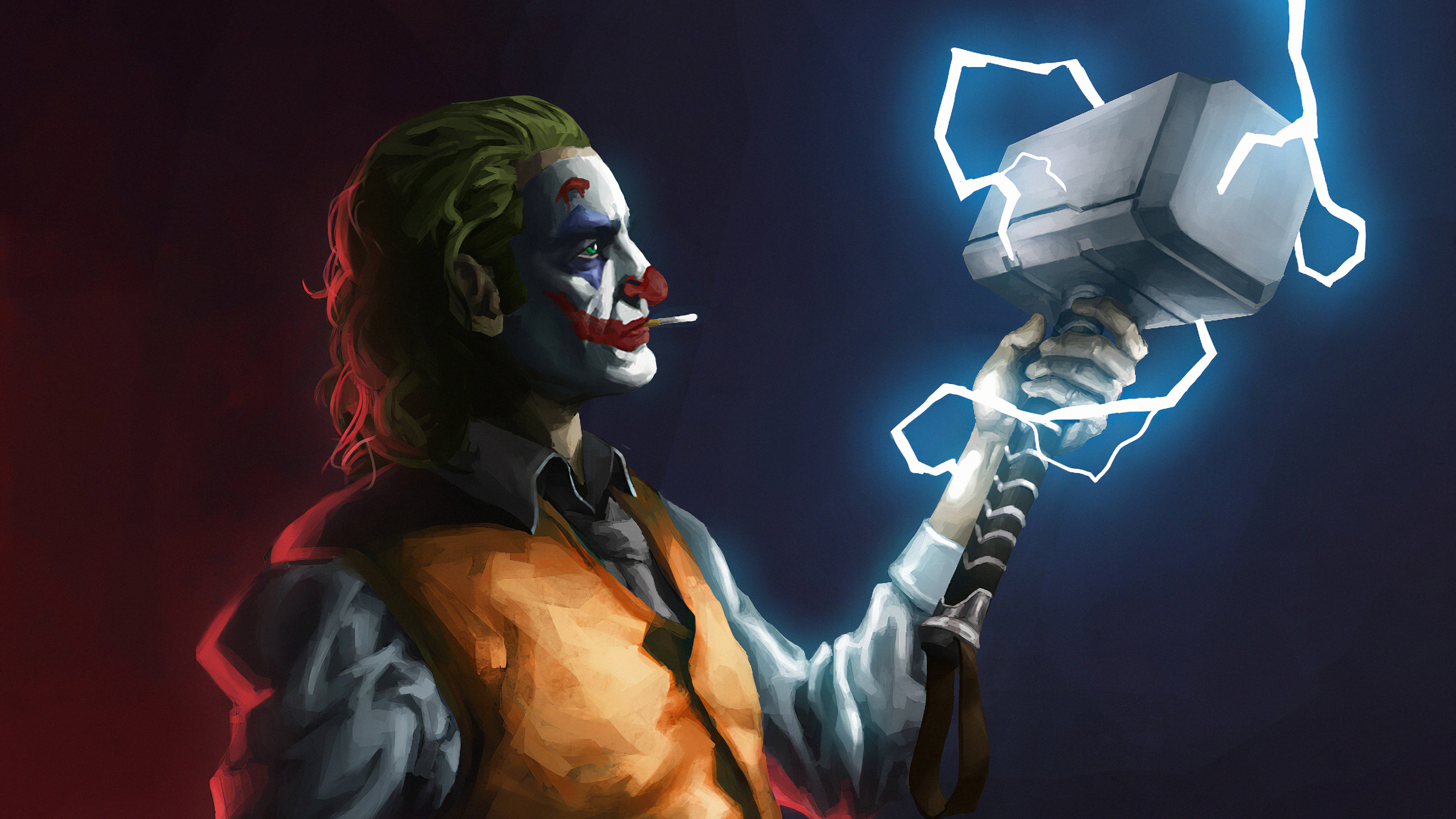 Joker Thor Hammer Kunst Wallpapers