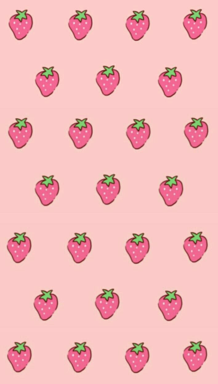 Jordbær æstetik iPhone skærm Wallpapers