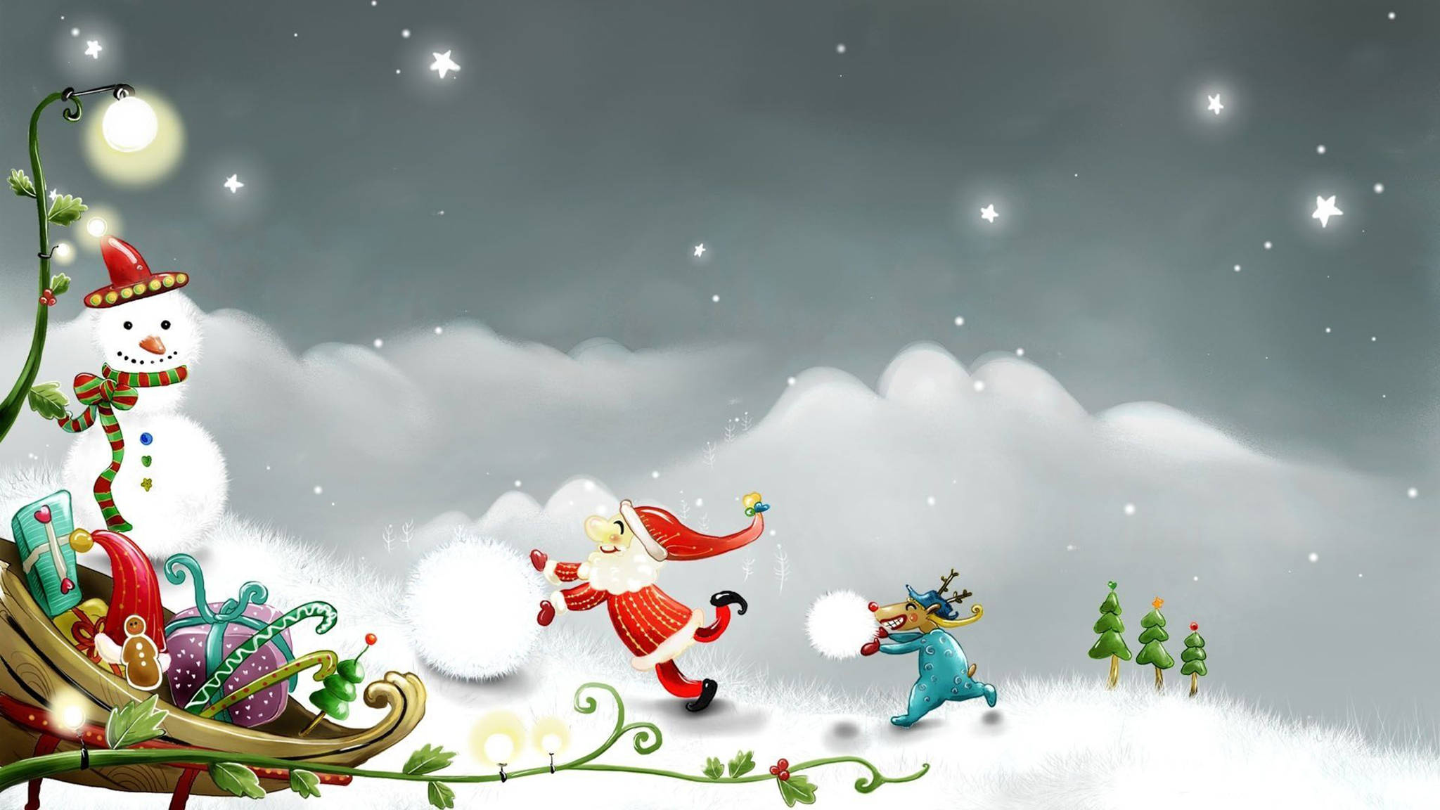 Julebaggrunds Vintereventyr Wallpapers