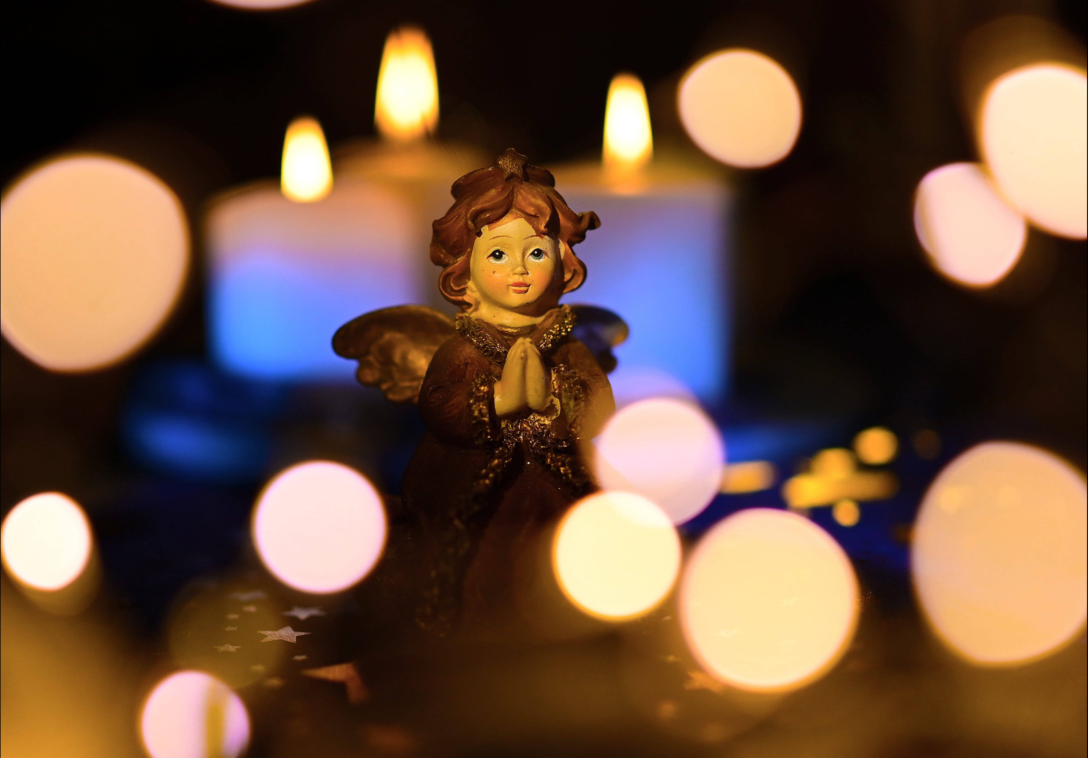 Juleengel med bokeh-effekt Wallpapers