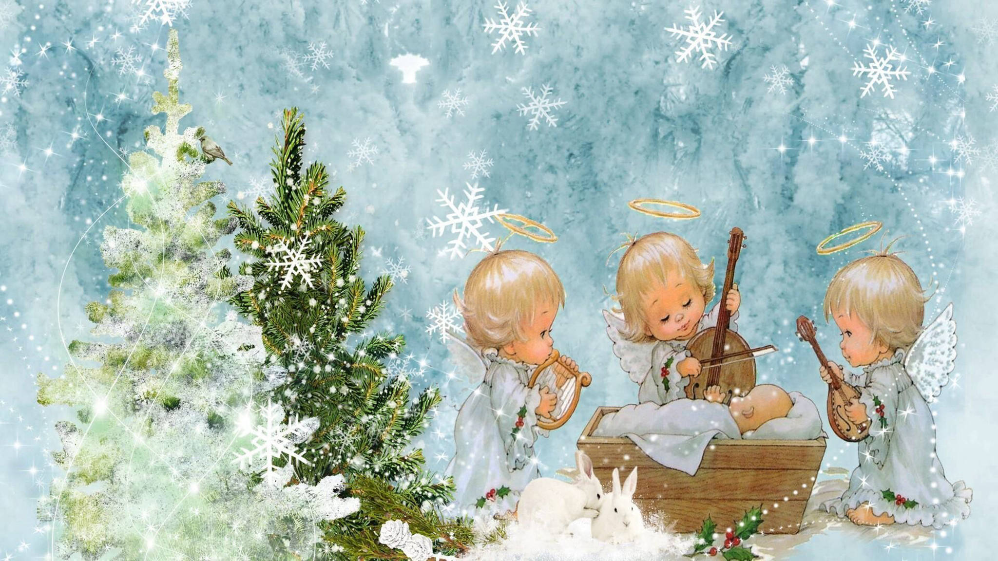 Juleengle med Jesusbarnet Wallpapers
