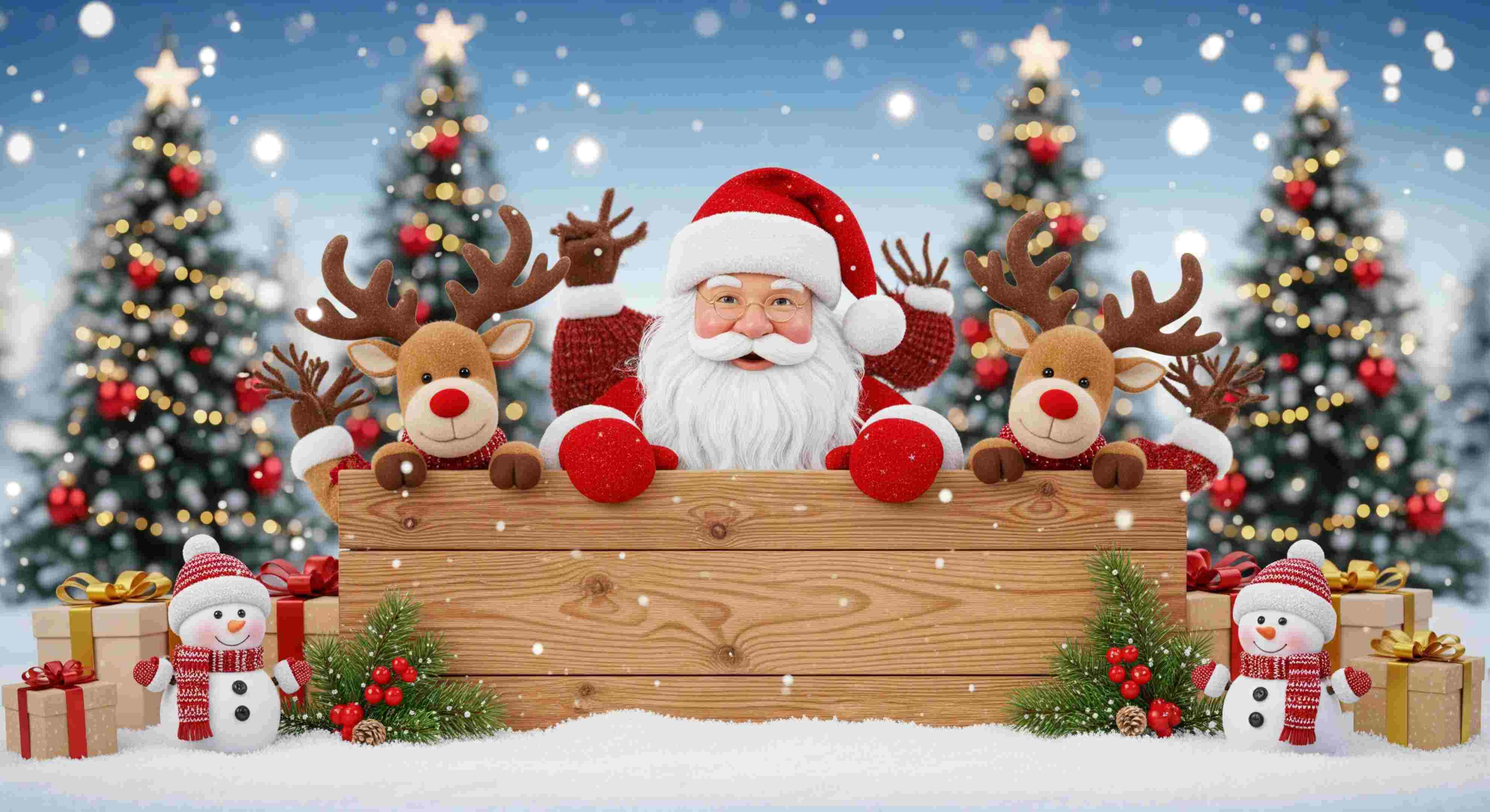 Julehilsen med Julemanden og Venner Wallpapers