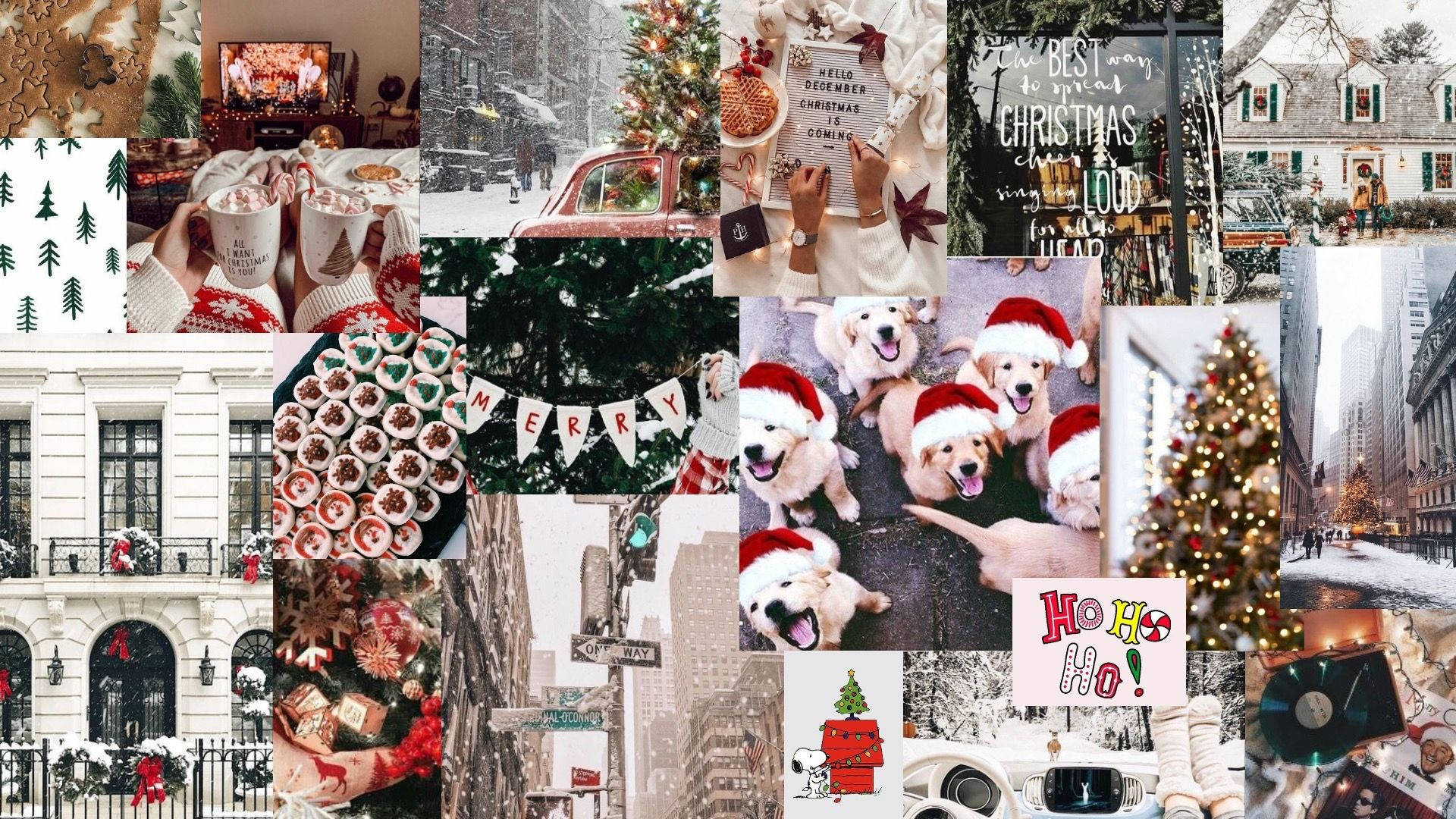 Julekollage med kæledyr Wallpapers