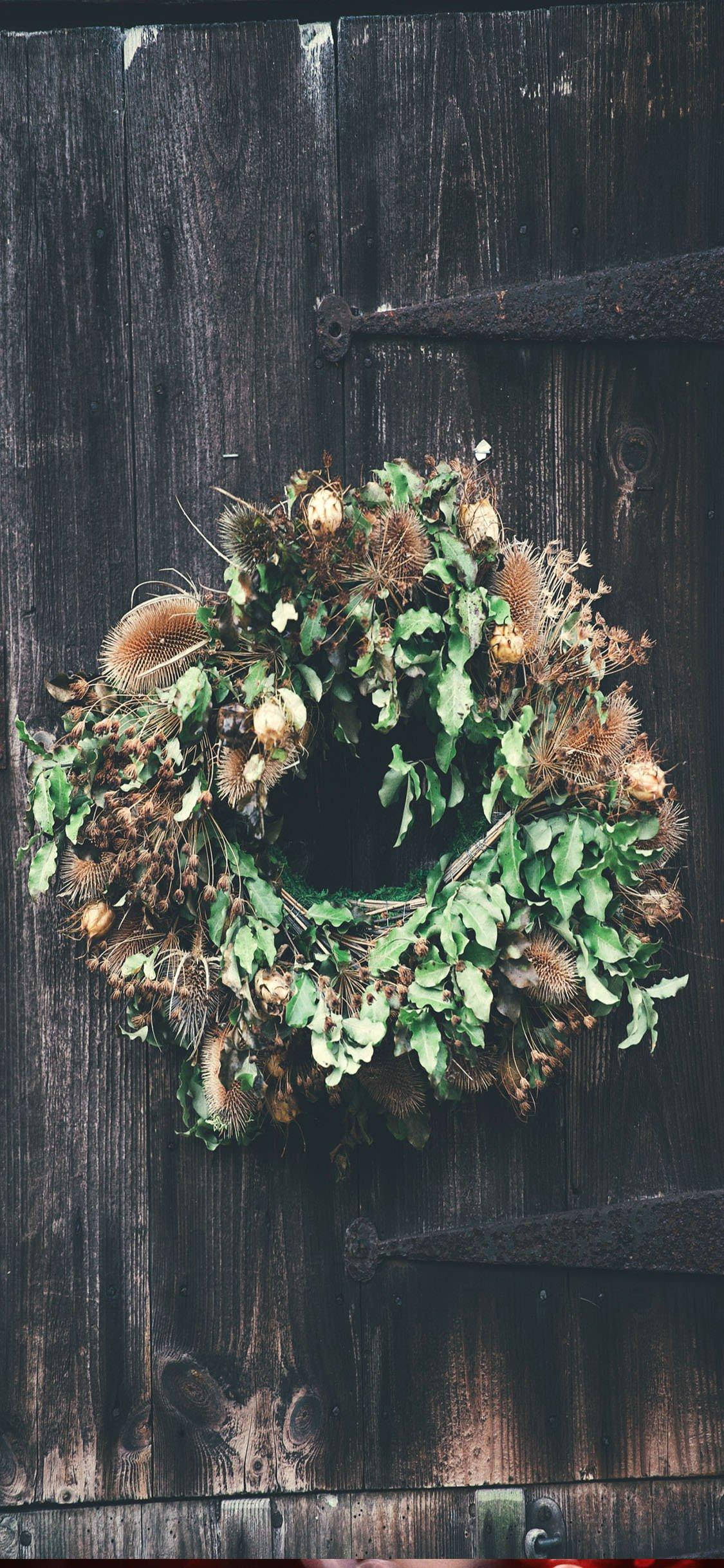 Julekrans med Rustikt Design Wallpapers