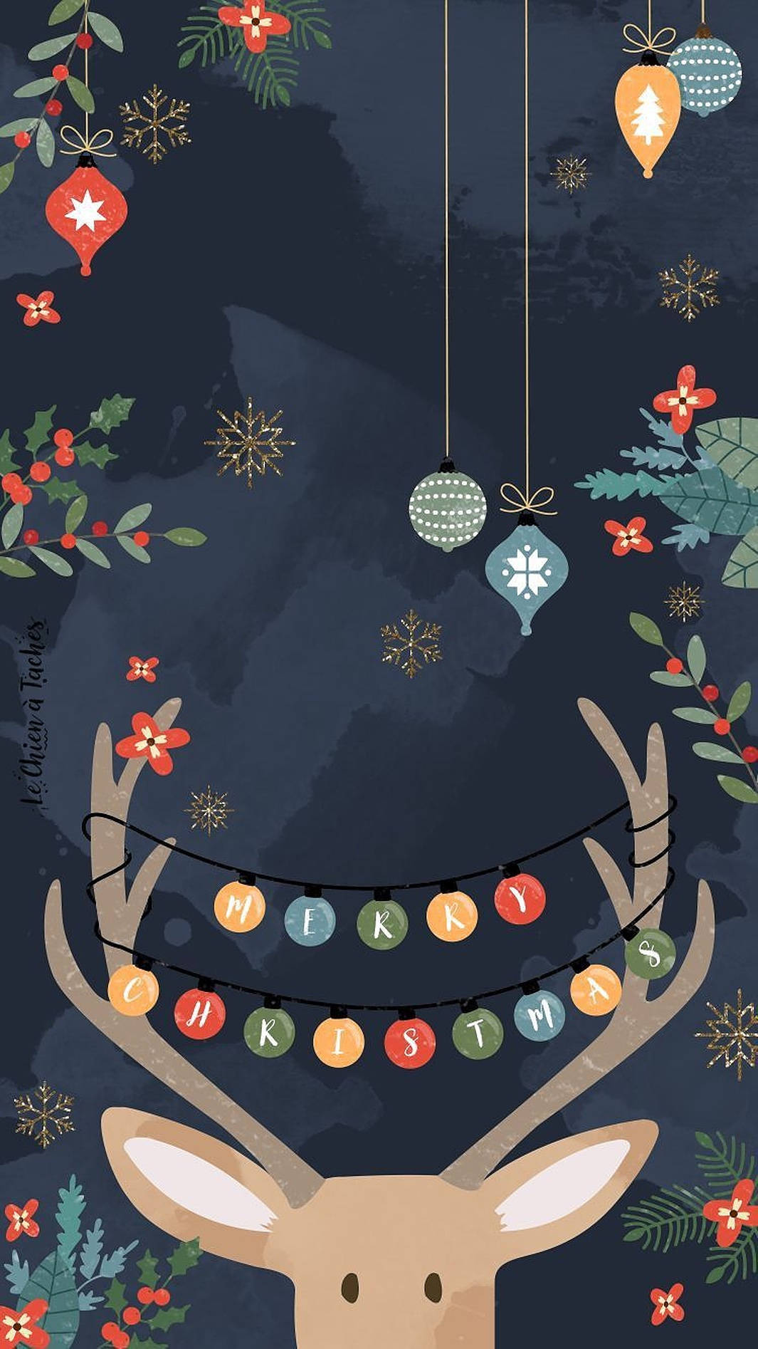 Julelys på sød rensdyr Wallpapers