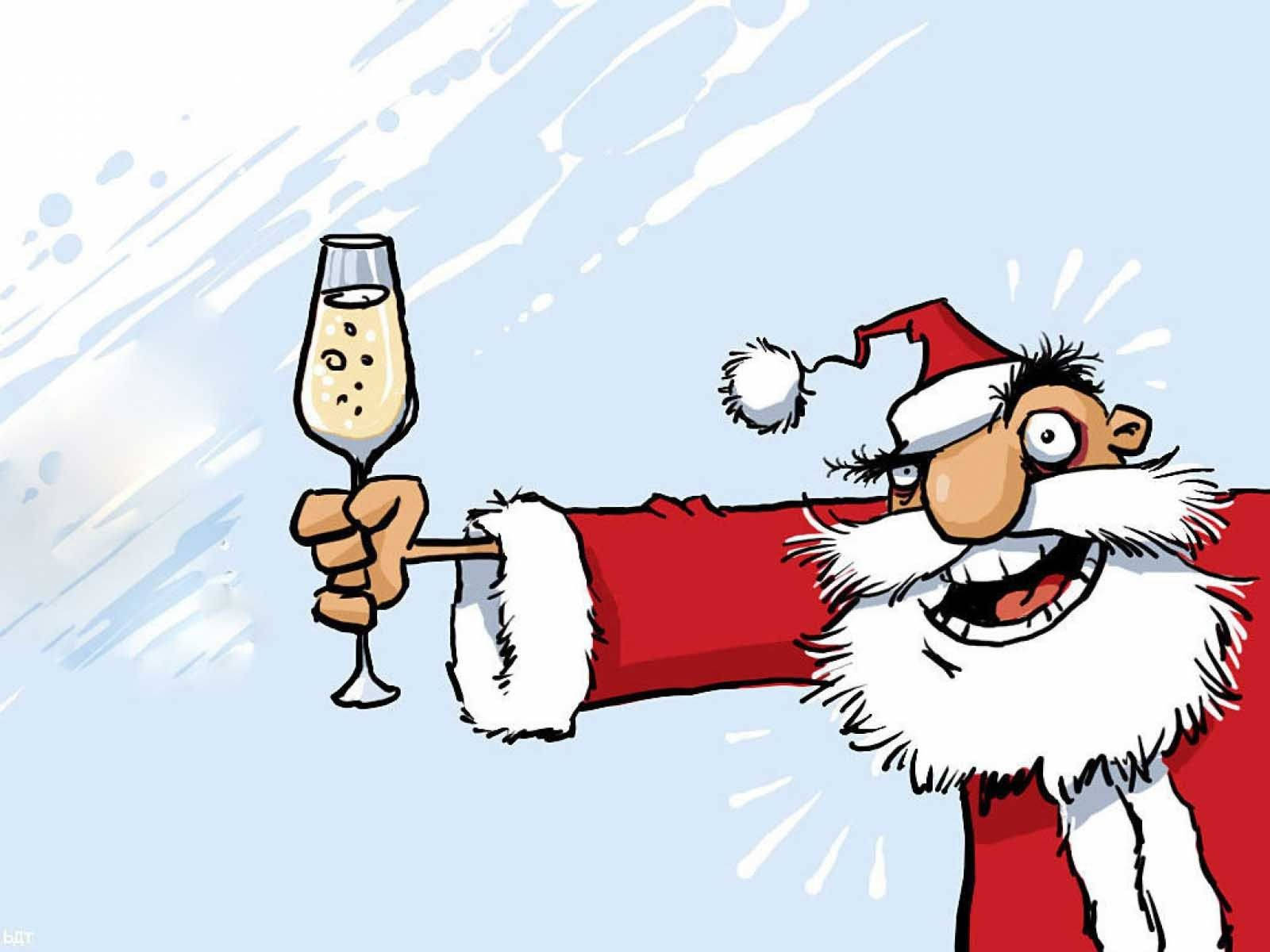 Julemanden holder champagne sjov jul Wallpapers