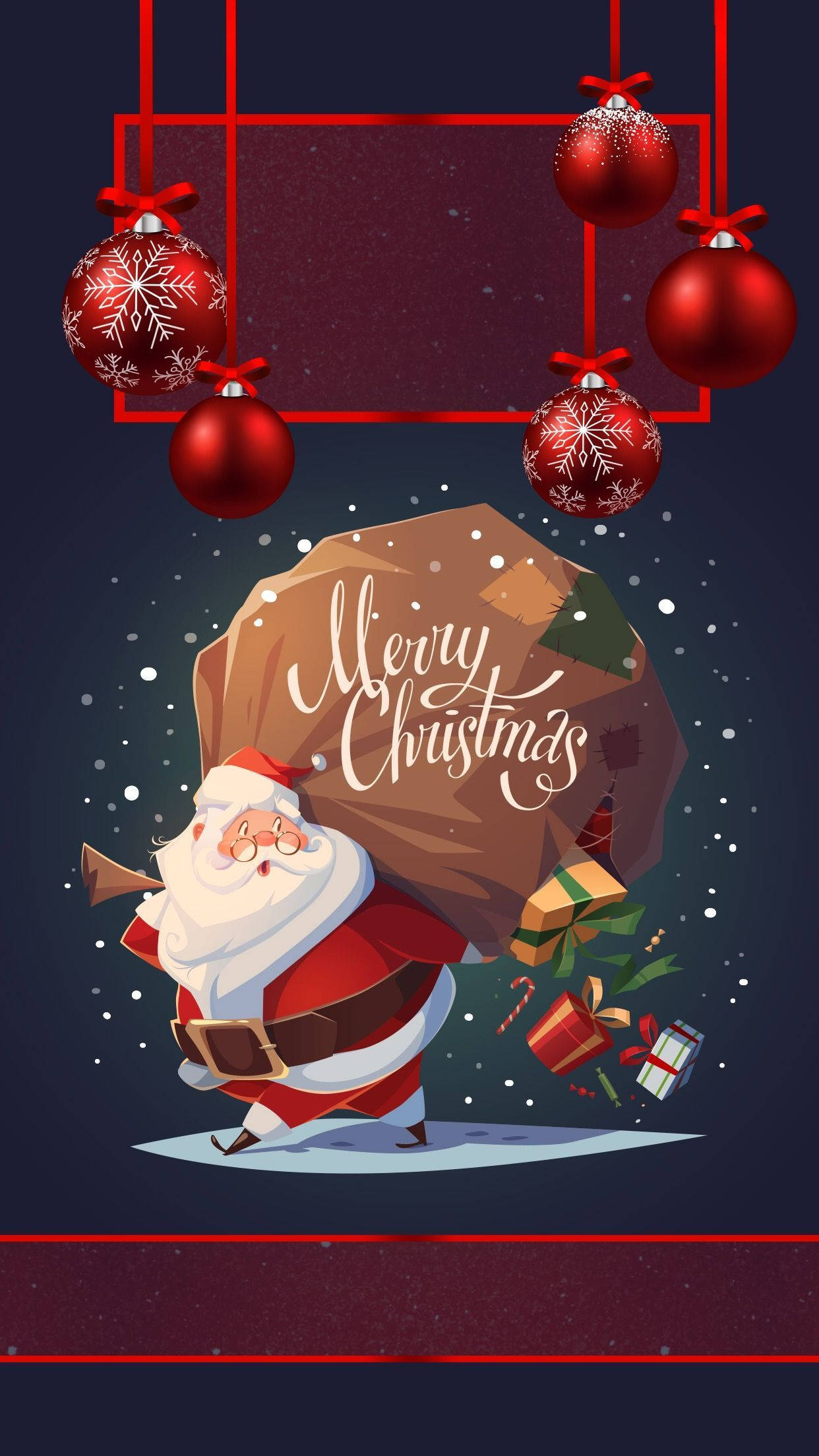 Julemanden leverer julegaver - iPhone-baggrund Wallpapers
