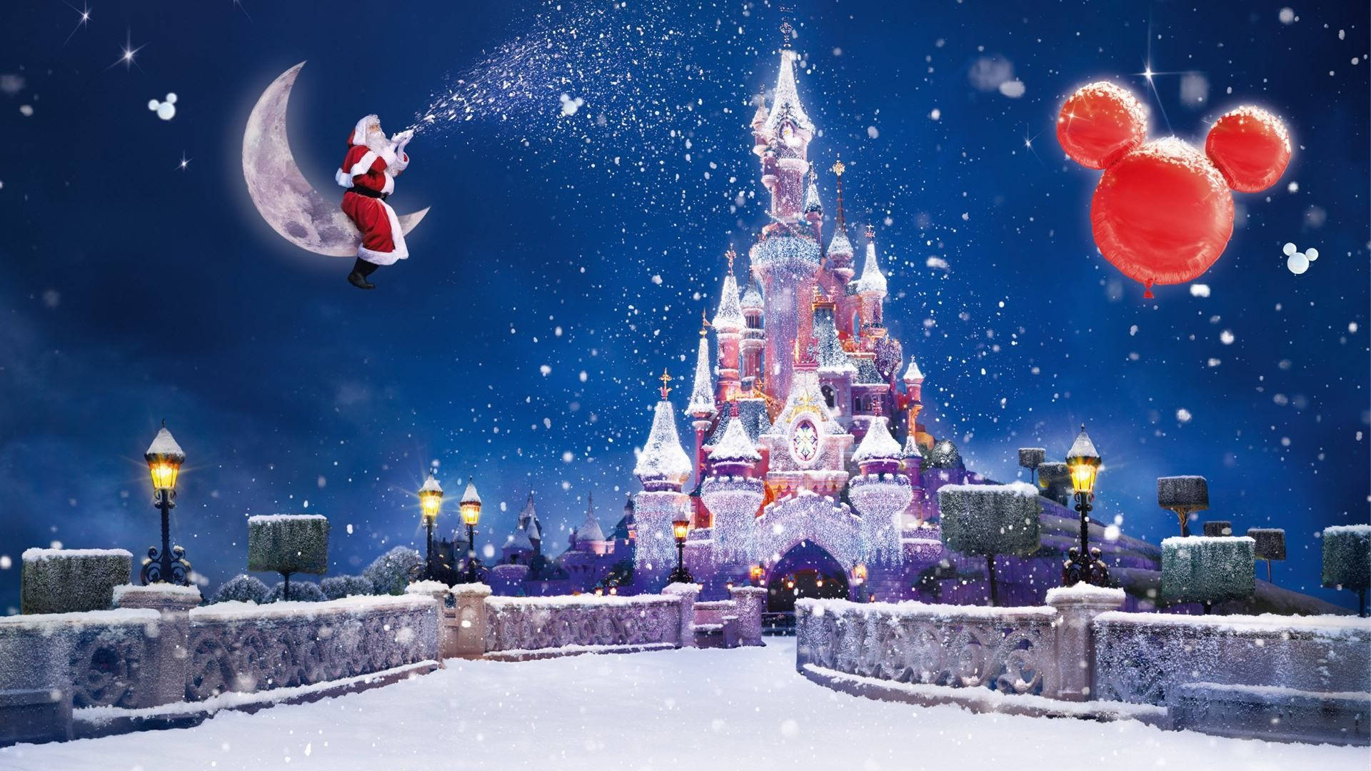 Julemanden og Disney-slottet Wallpapers