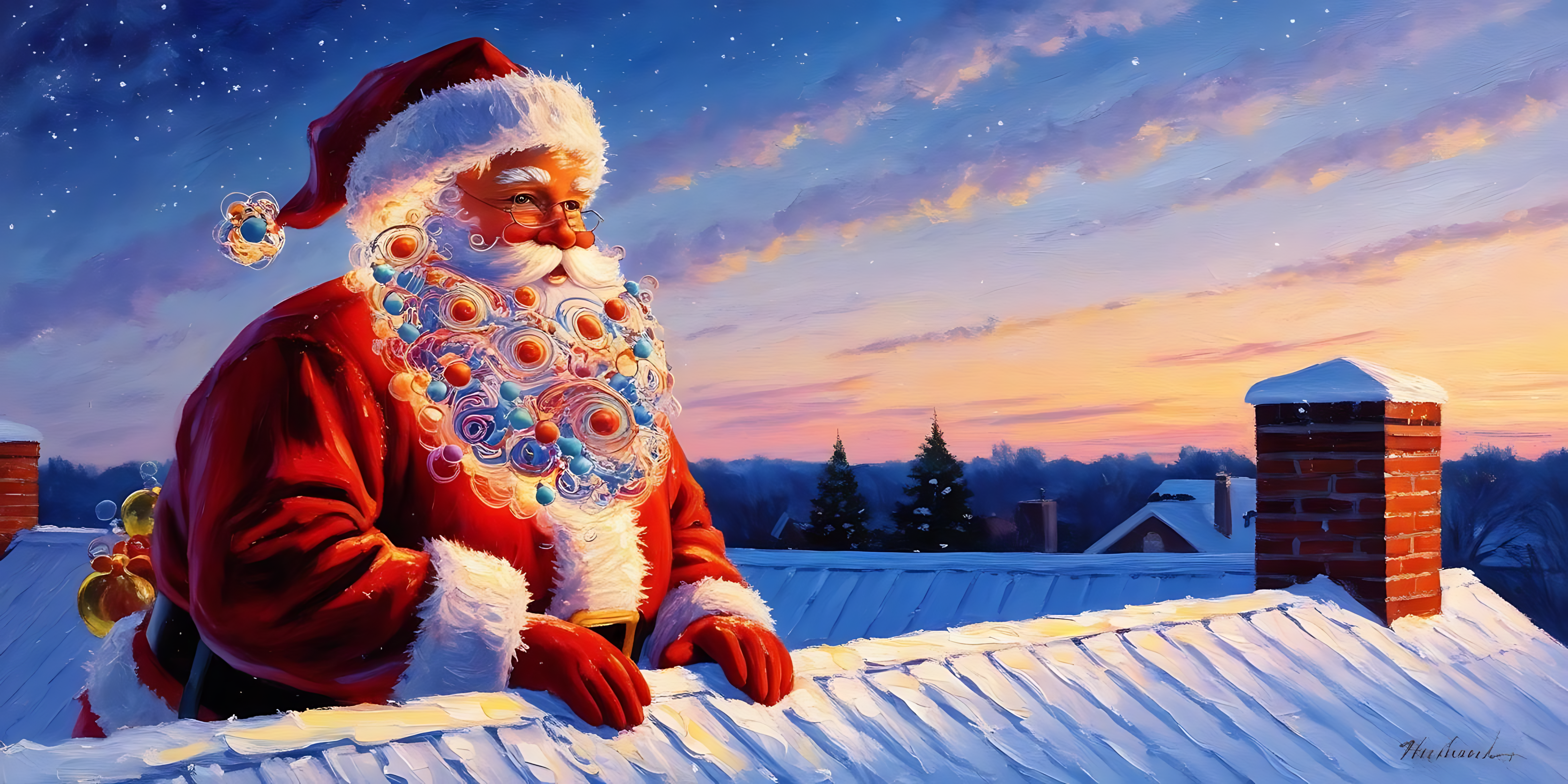 Julemanden sidder på taget Wallpapers