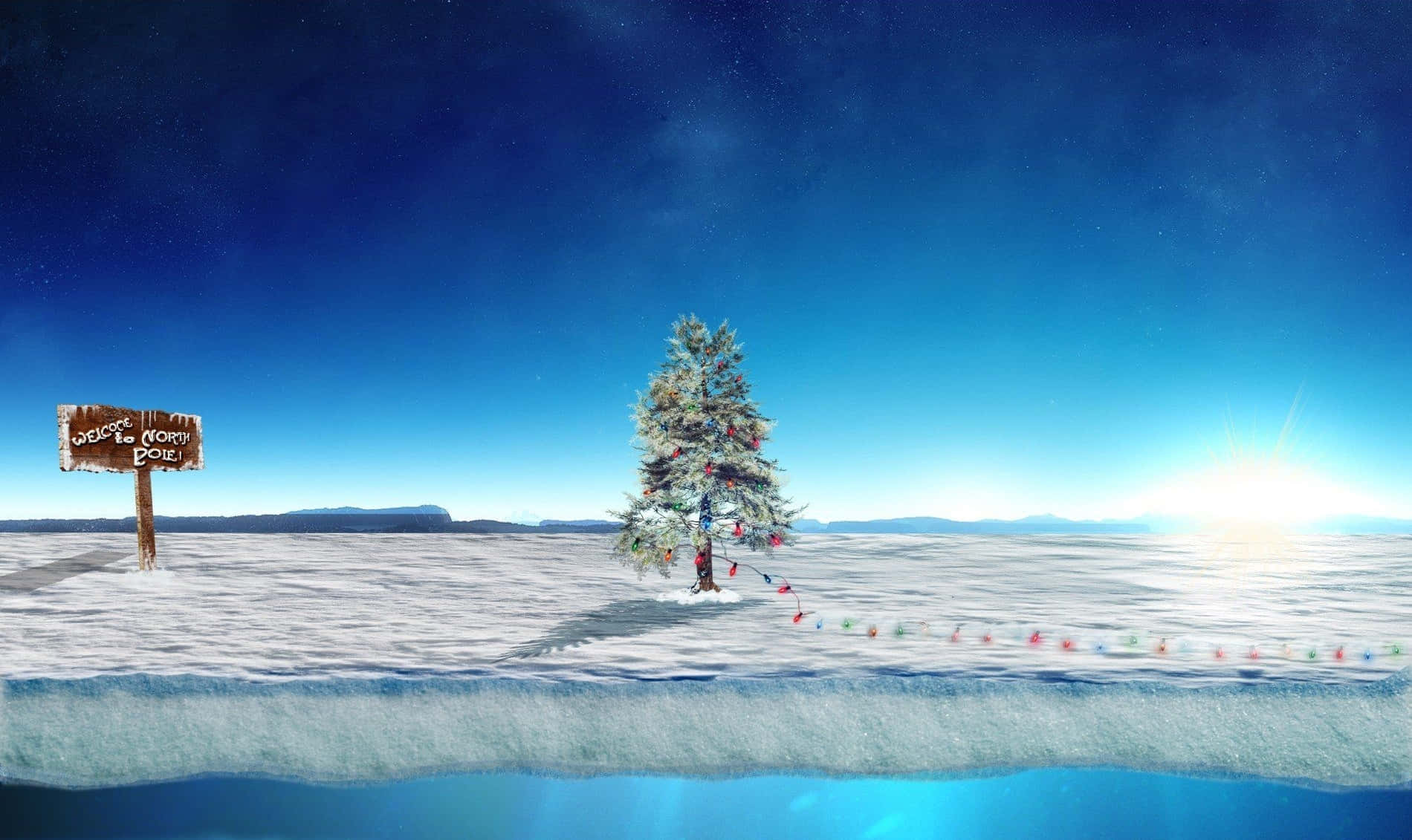 Julepyntet juletræ ved Nordpolen Wallpapers