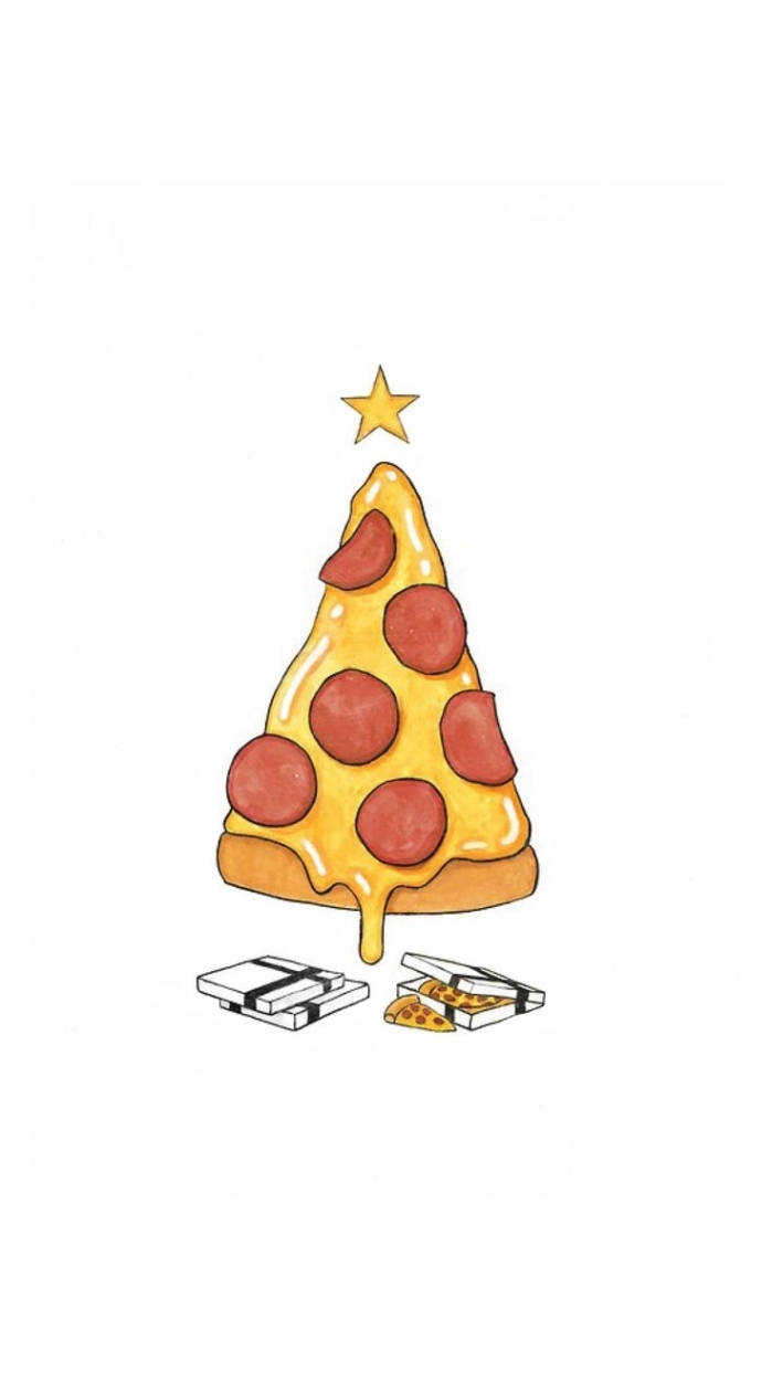Julespecial - sjovt pizza-træ til din iPhone Wallpapers