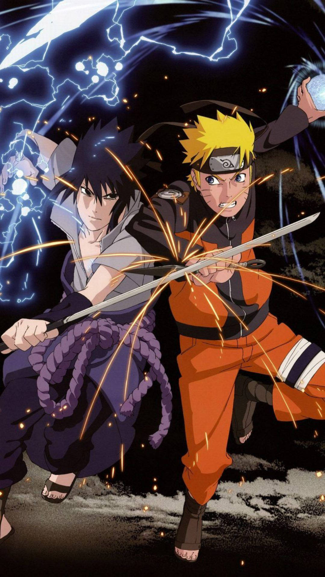 Kæmpende ninjaer Sasuke og Naruto iPhone Wallpapers