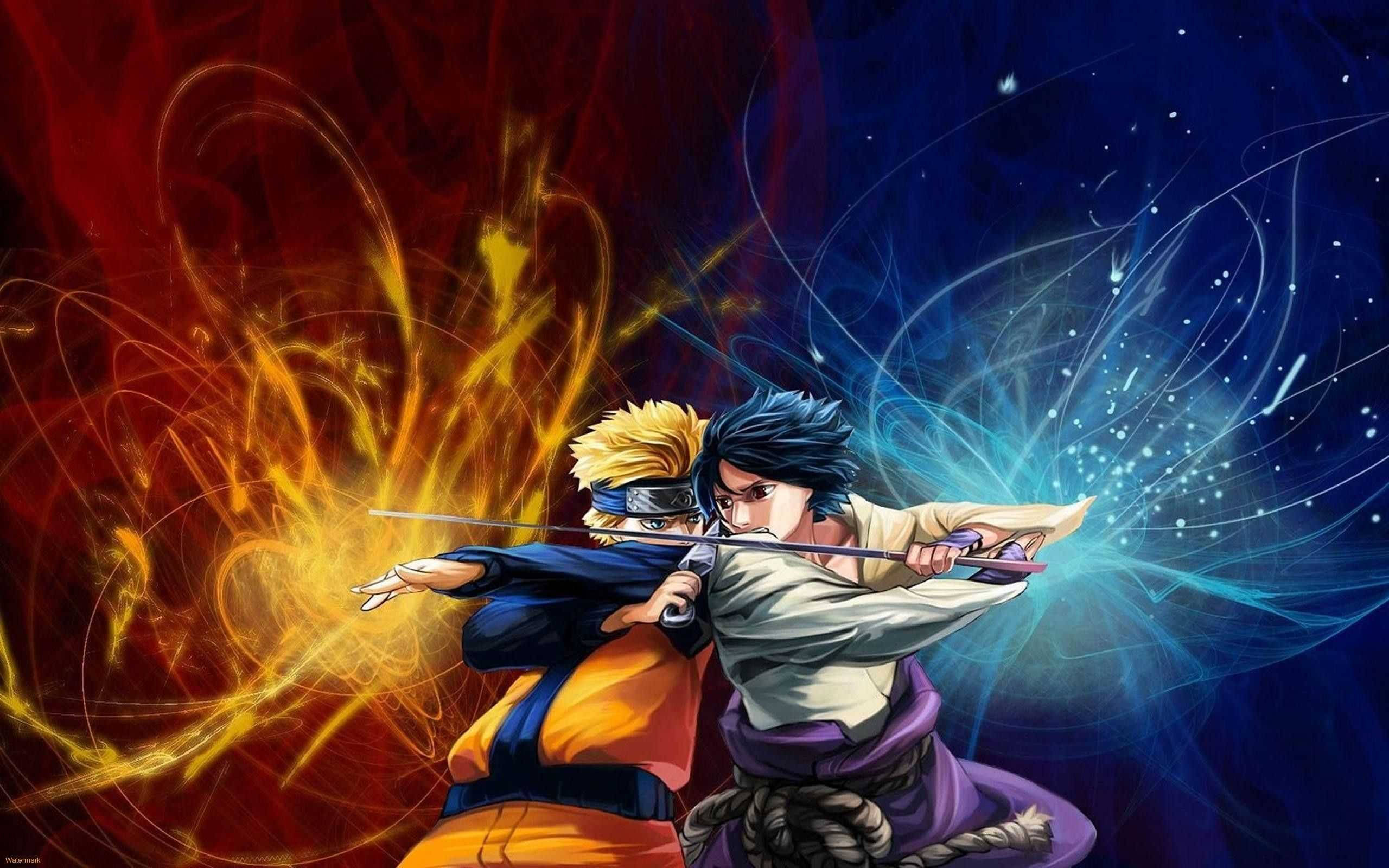 Kæmpende Sasuke og Naruto iPad Wallpapers