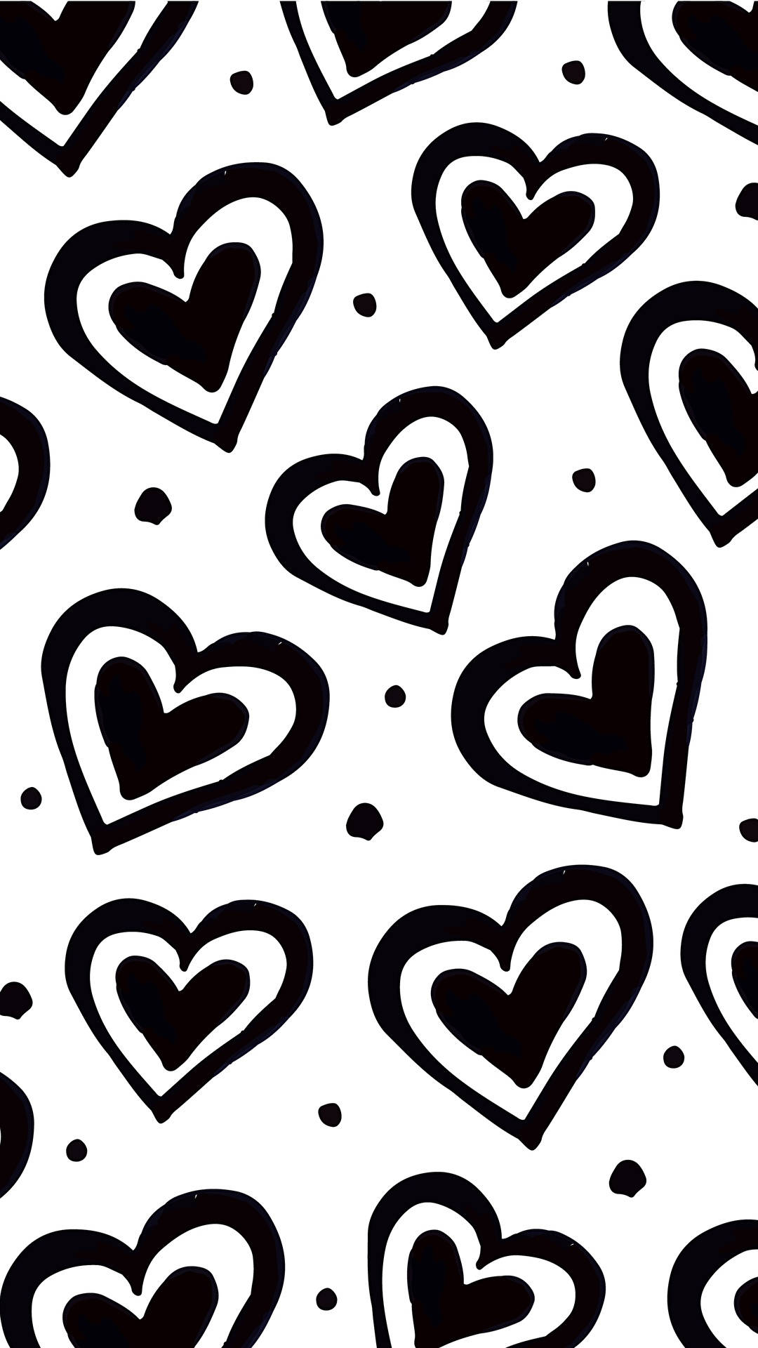 Kærlighed sort og hvid dobbelthjerte Wallpapers